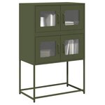 VIDAXL Buffet haut vert olive 68x39x107 cm acier