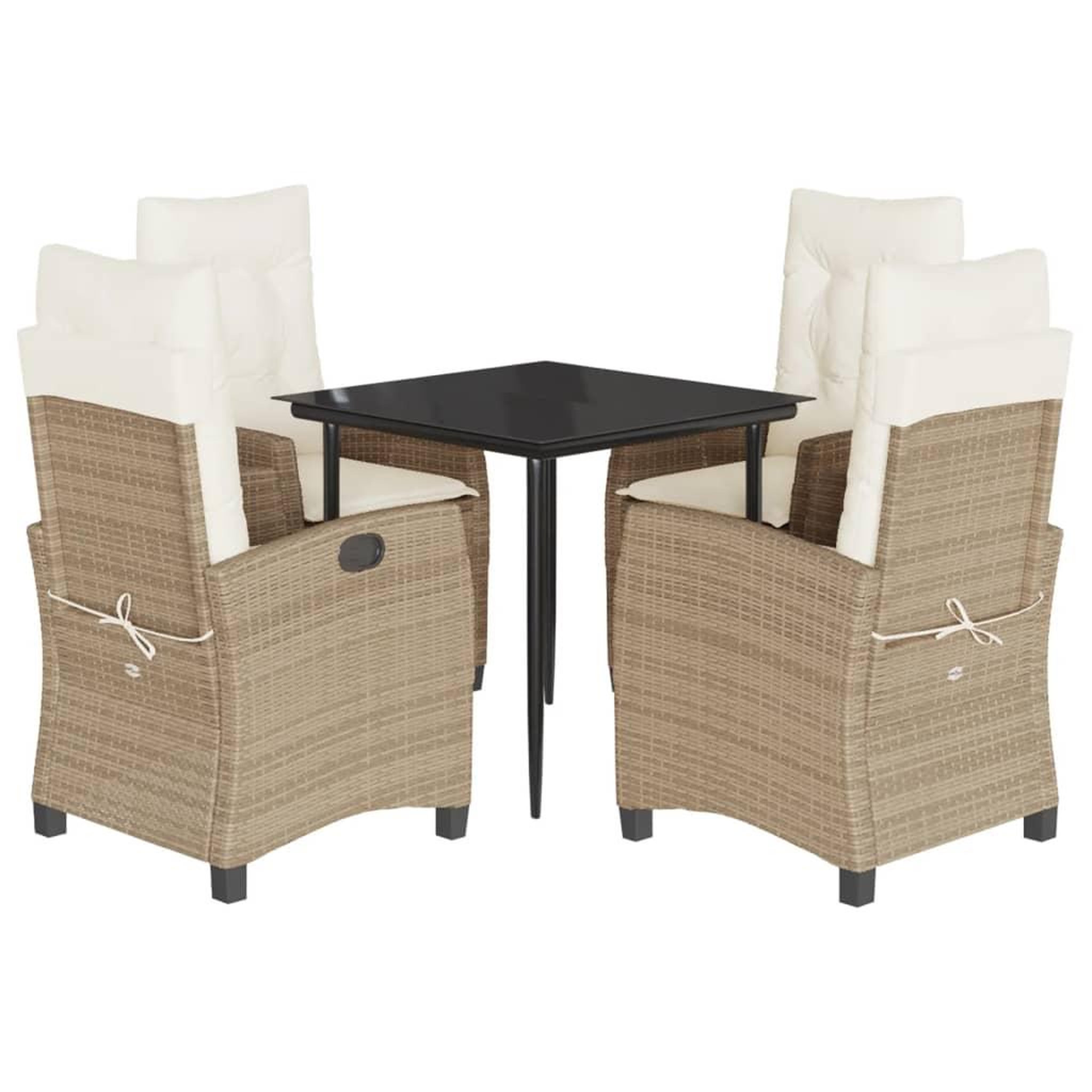 Voir la diapositive 2 : VIDAXL Ensemble a manger de jardin avec coussins 5pcs Beige poly rotin
