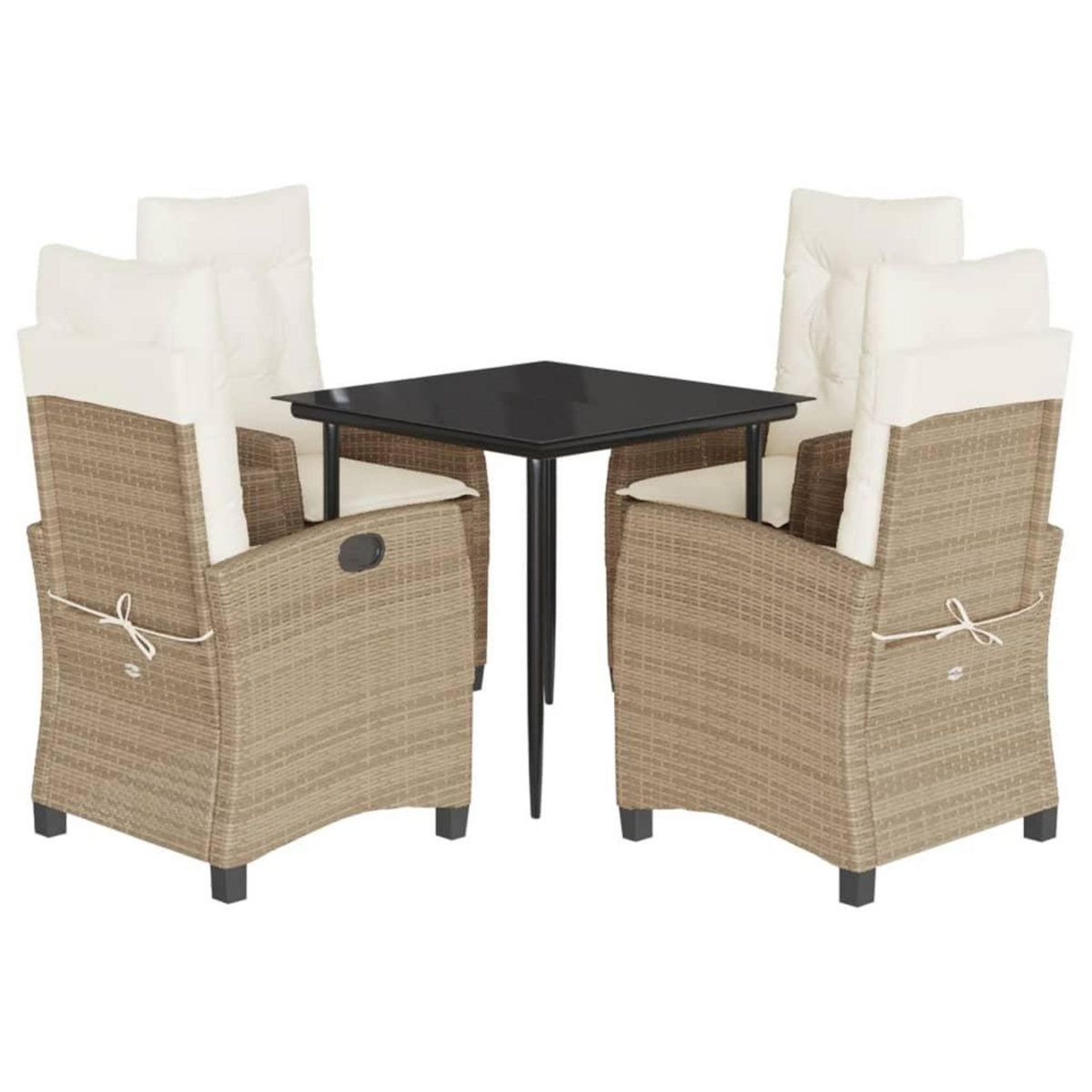 VIDAXL Ensemble a manger de jardin avec coussins 5pcs Beige poly rotin
