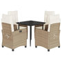 Voir la diapositive 2 : VIDAXL Ensemble a manger de jardin avec coussins 5pcs Beige poly rotin