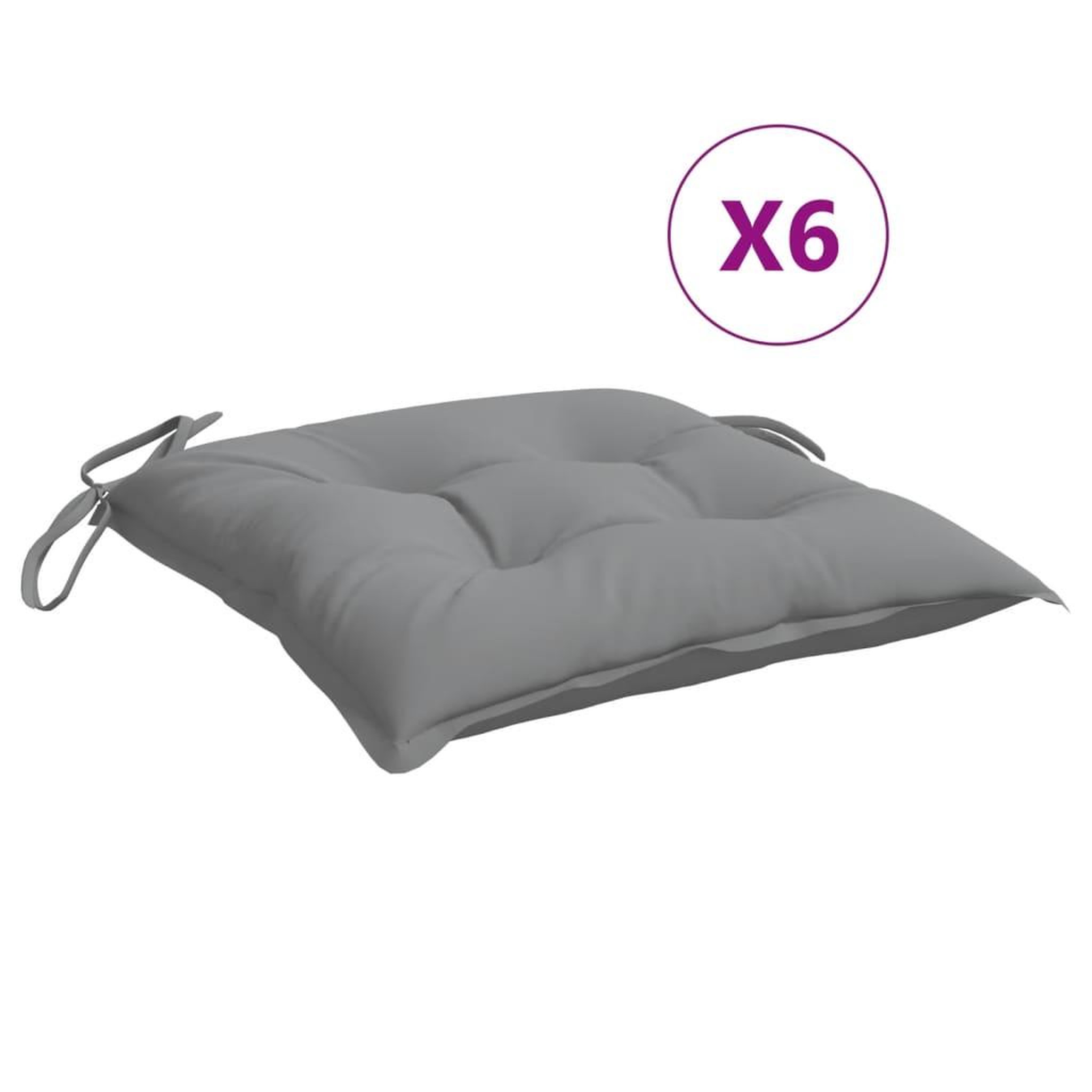 Voir la diapositive 2 : VIDAXL Coussins de chaise lot de 6 gris 50x50x7 cm tissu oxford