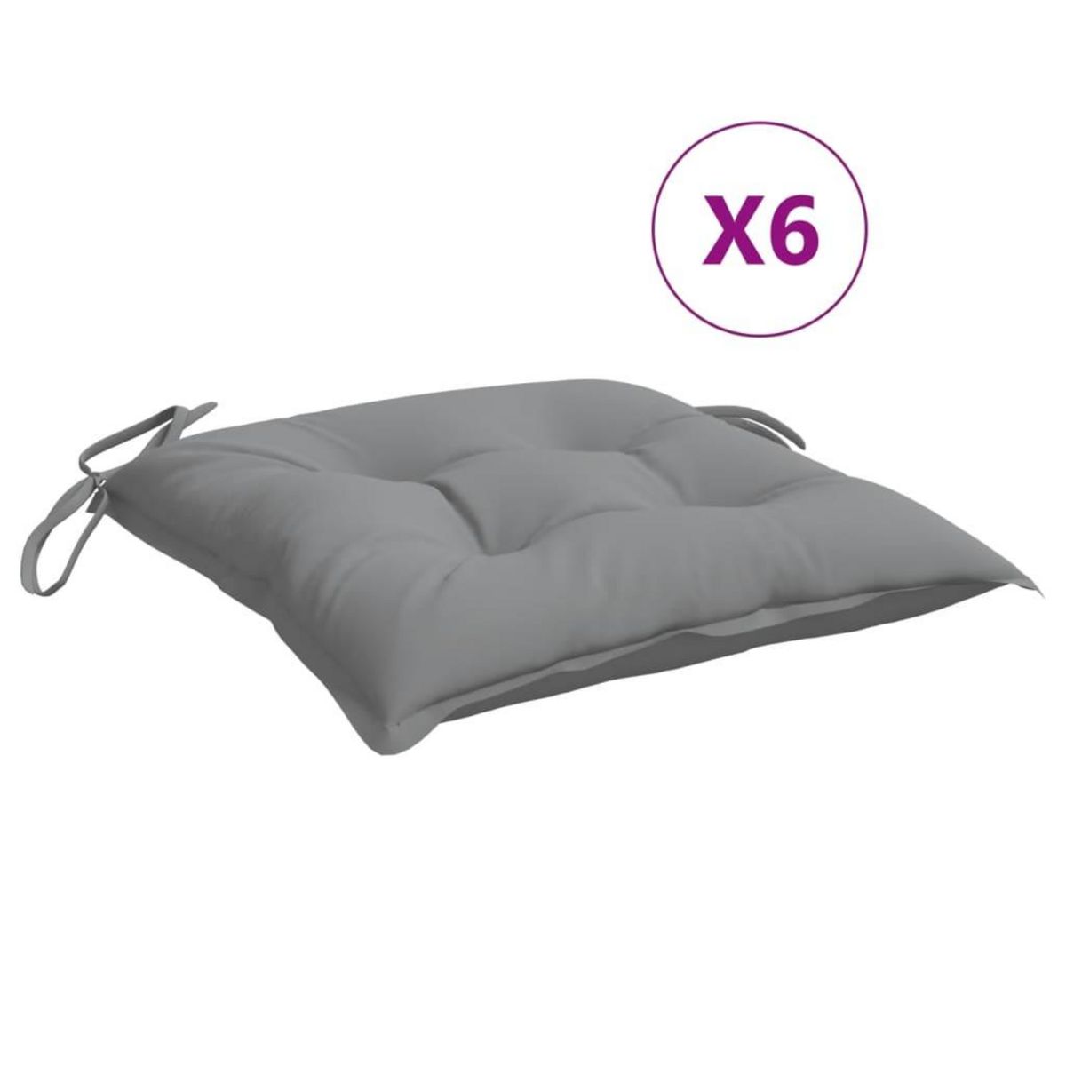 VIDAXL Coussins de chaise lot de 6 gris 50x50x7 cm tissu oxford