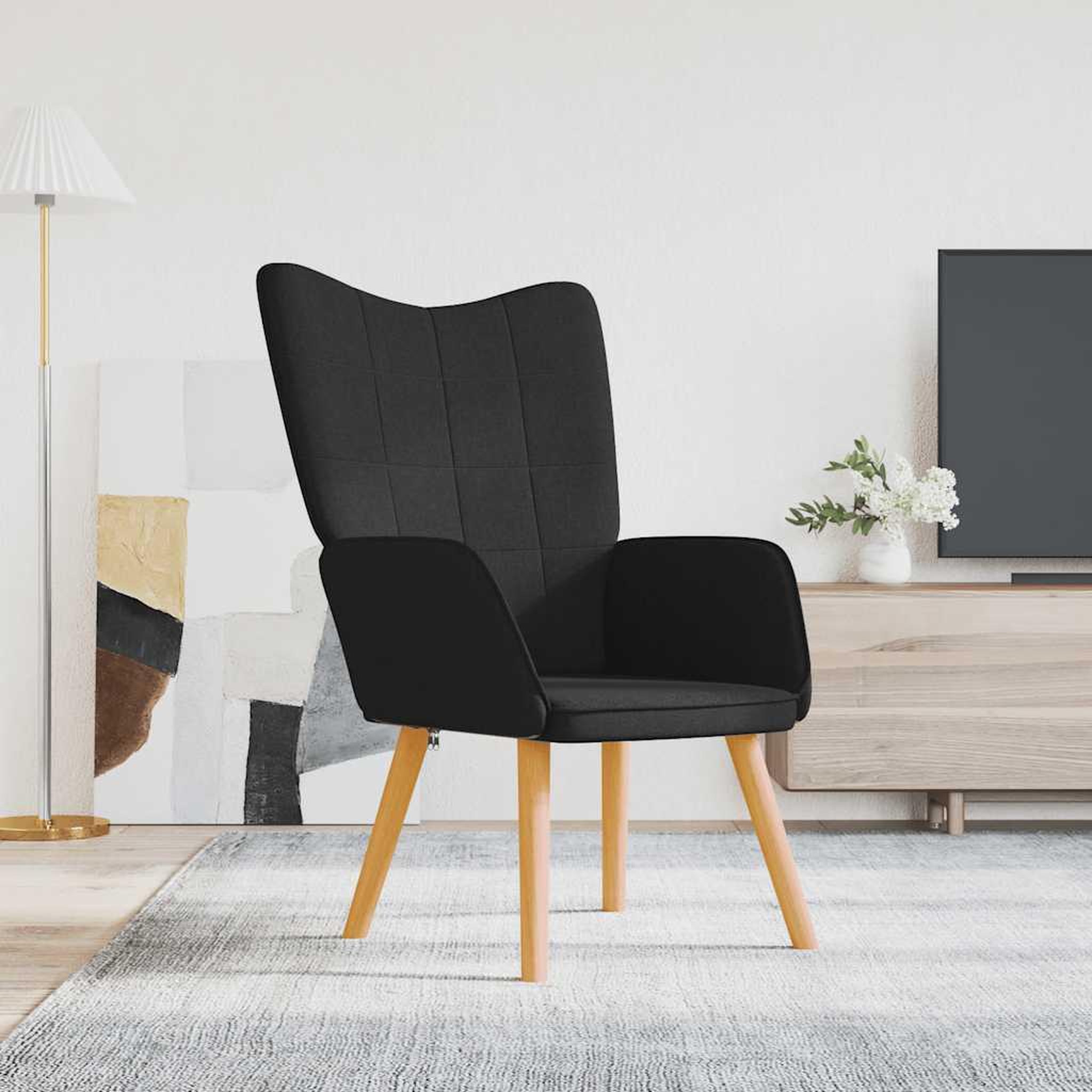 Voir la diapositive 1 : VIDAXL Chaise de relaxation Noir Tissu