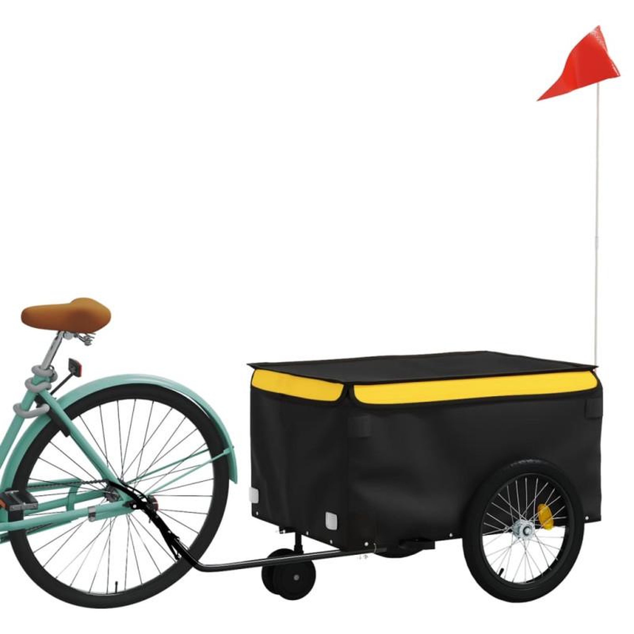 Voir la diapositive 3 : VIDAXL Remorque de vélo noir et jaune 30 kg fer