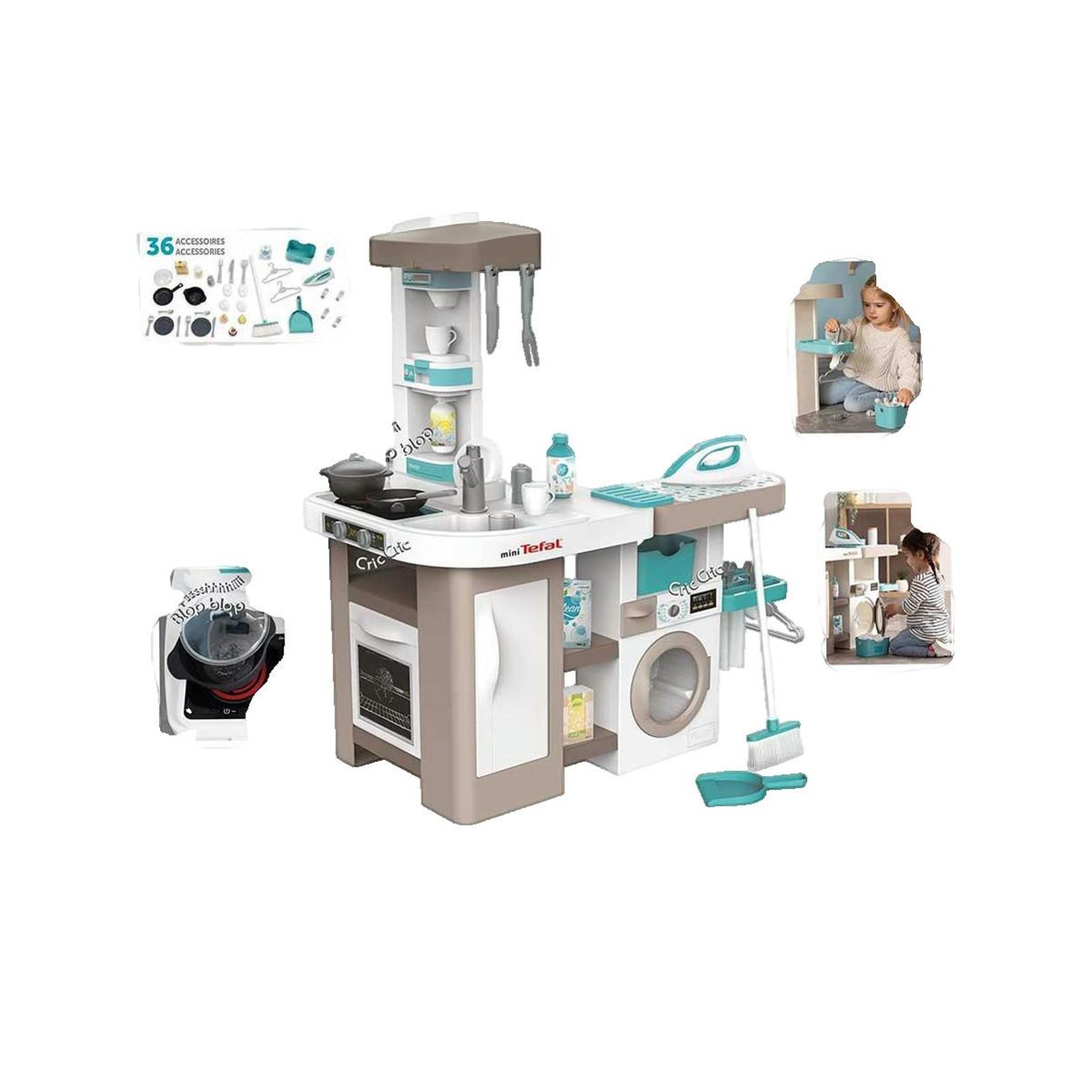 Voir la diapositive 3 : SMOBY Ensemble de jeu 2 en 1 Cuisine Smoby Tefal Cleaning