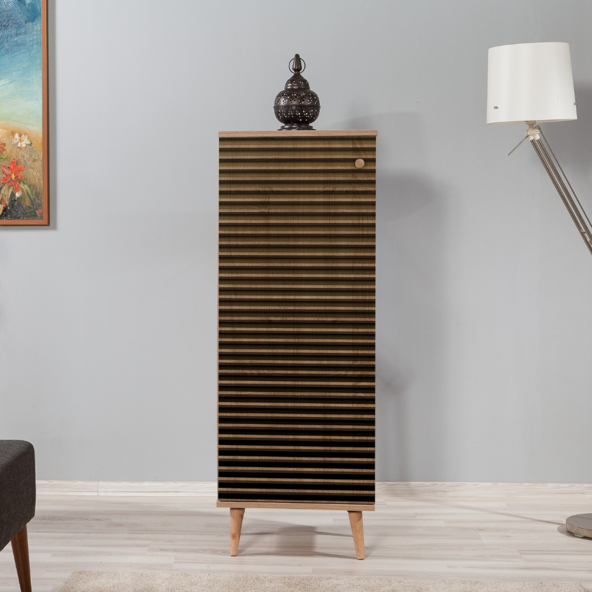 Voir la diapositive 5 : CONCEPT USINE Meuble à chaussures en bois - 8 rangements LOYA