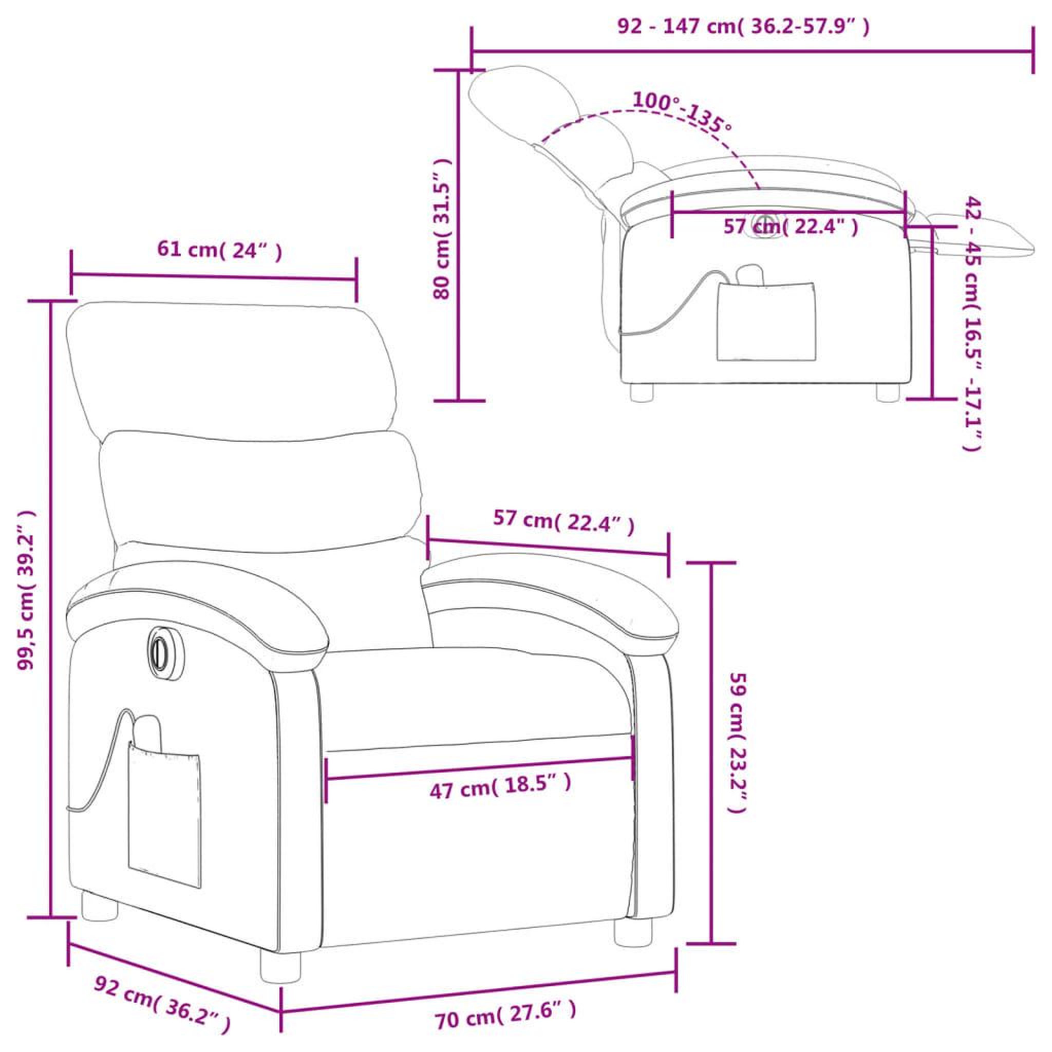 Voir la diapositive 6 : VIDAXL Fauteuil de massage inclinable electrique creme similicuir