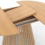 Voir la diapositive 6 : ID MARKET Table à manger extensible ronde CARMEN 4-8 personnes pied bois en lattes et plateau bois 110 - 150 cm