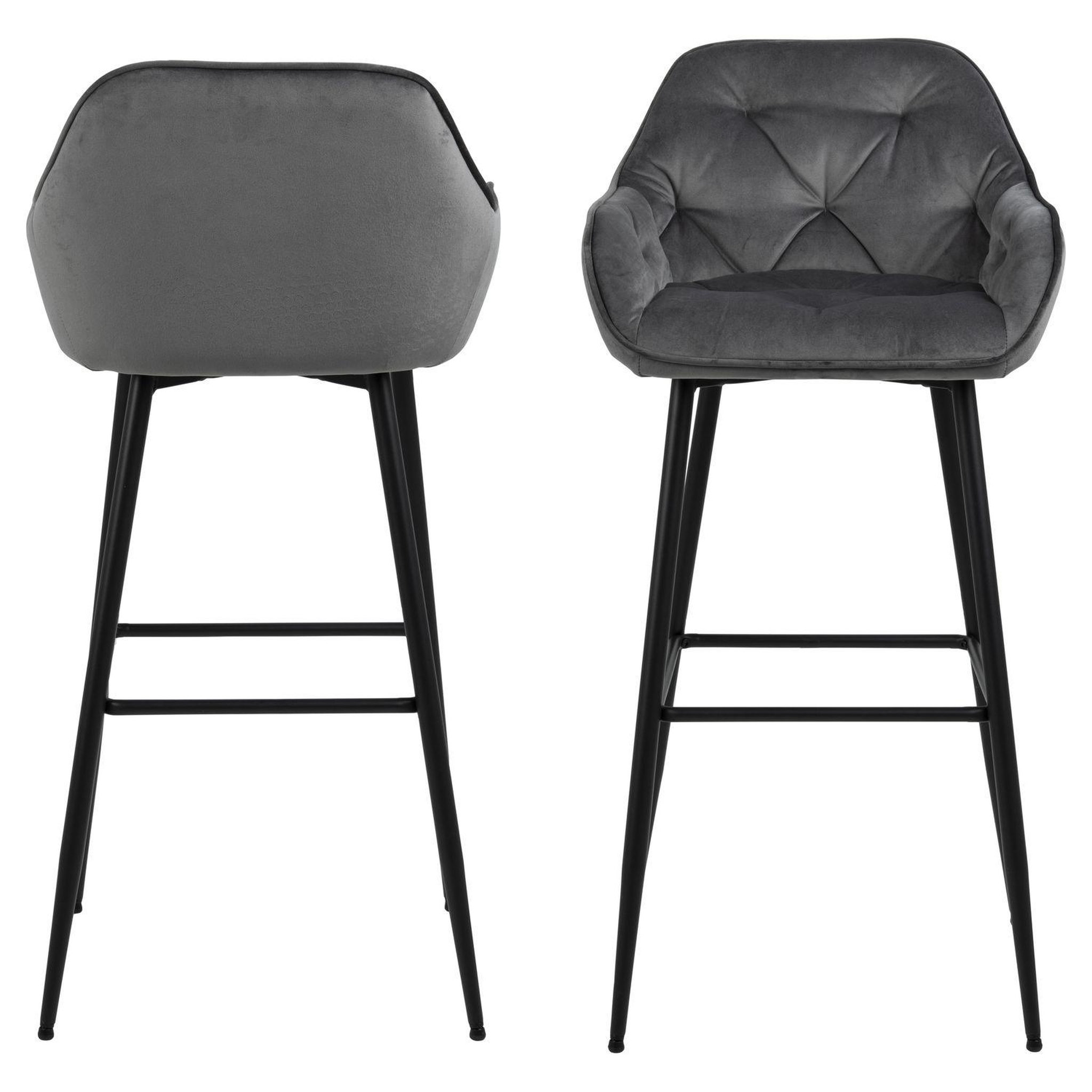 Voir la diapositive 4 : TOILINUX Lot de 2 Tabourets de bar Florie en tissu et métal