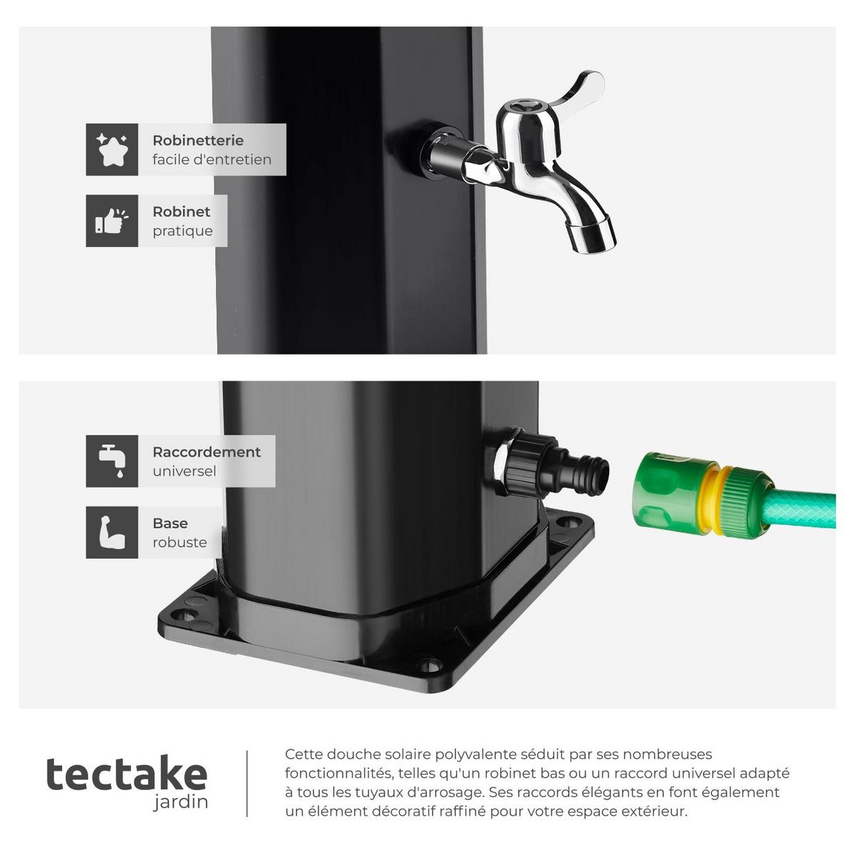 tectake Douche solaire 35 litres noir