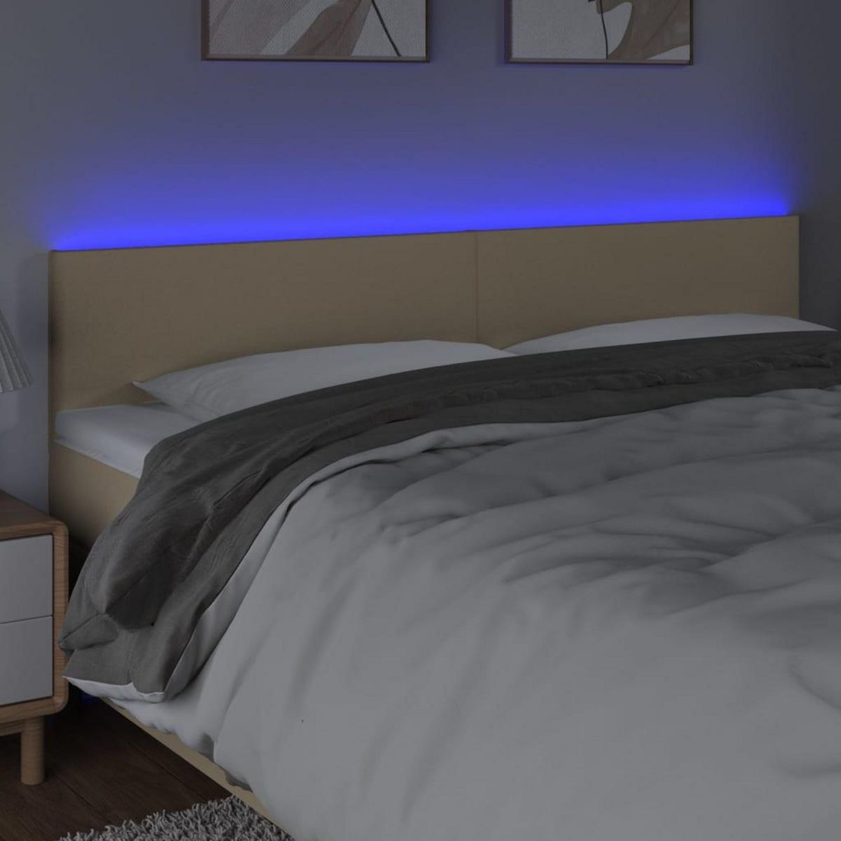 VIDAXL Tete de lit a LED Creme 200x5x78/88 cm Tissu
