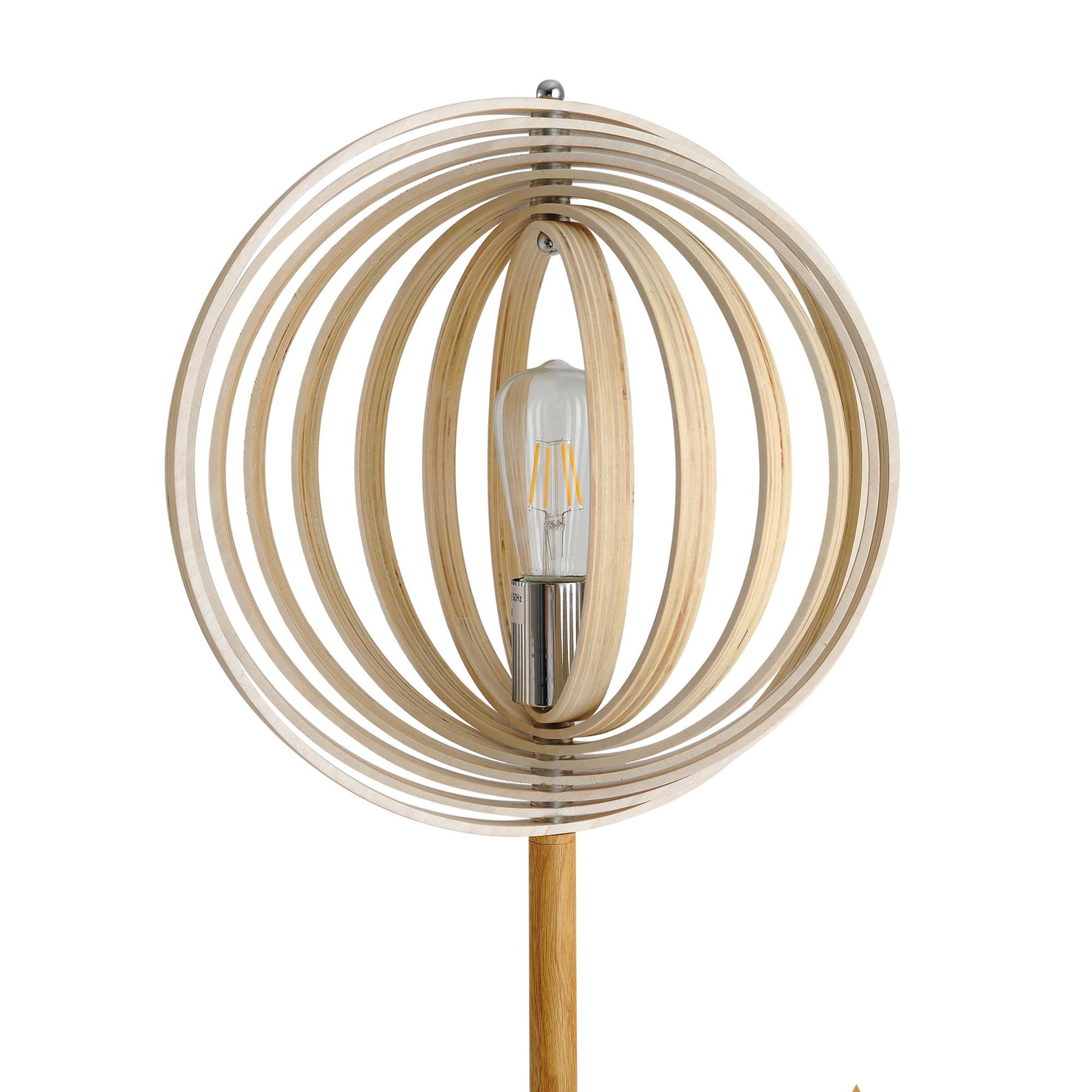 Voir la diapositive 6 : HOMCOM Lampadaire sur pied circulaire 40 w max. Abat-jour bois naturel clair dim. Ø 38 x 160 cm