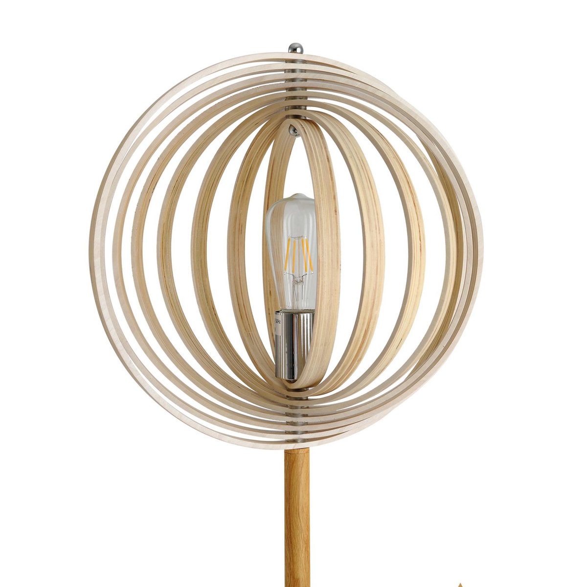 HOMCOM Lampadaire sur Pied Circulaire 40 W Max. Abat-Jour bois naturel clair dim. Ø 38 x 160 cm