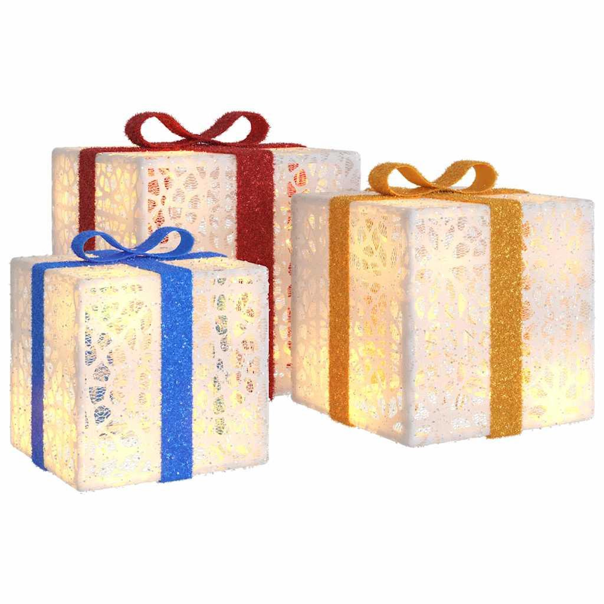 Voir la diapositive 2 : VIDAXL Boîtes de Noël lumineuses 3 pcs 64 LED blanc chaud