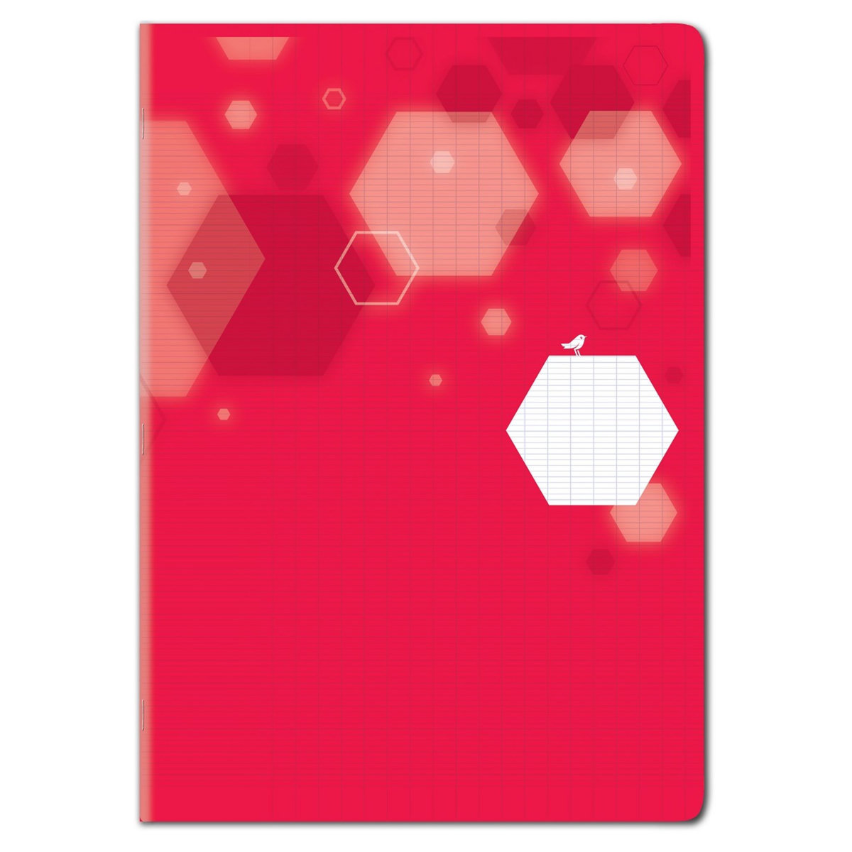 AUCHAN Cahier piqué polypro 24x32cm 96 pages grands carreaux Seyes coloris aléatoire motifs hexagones