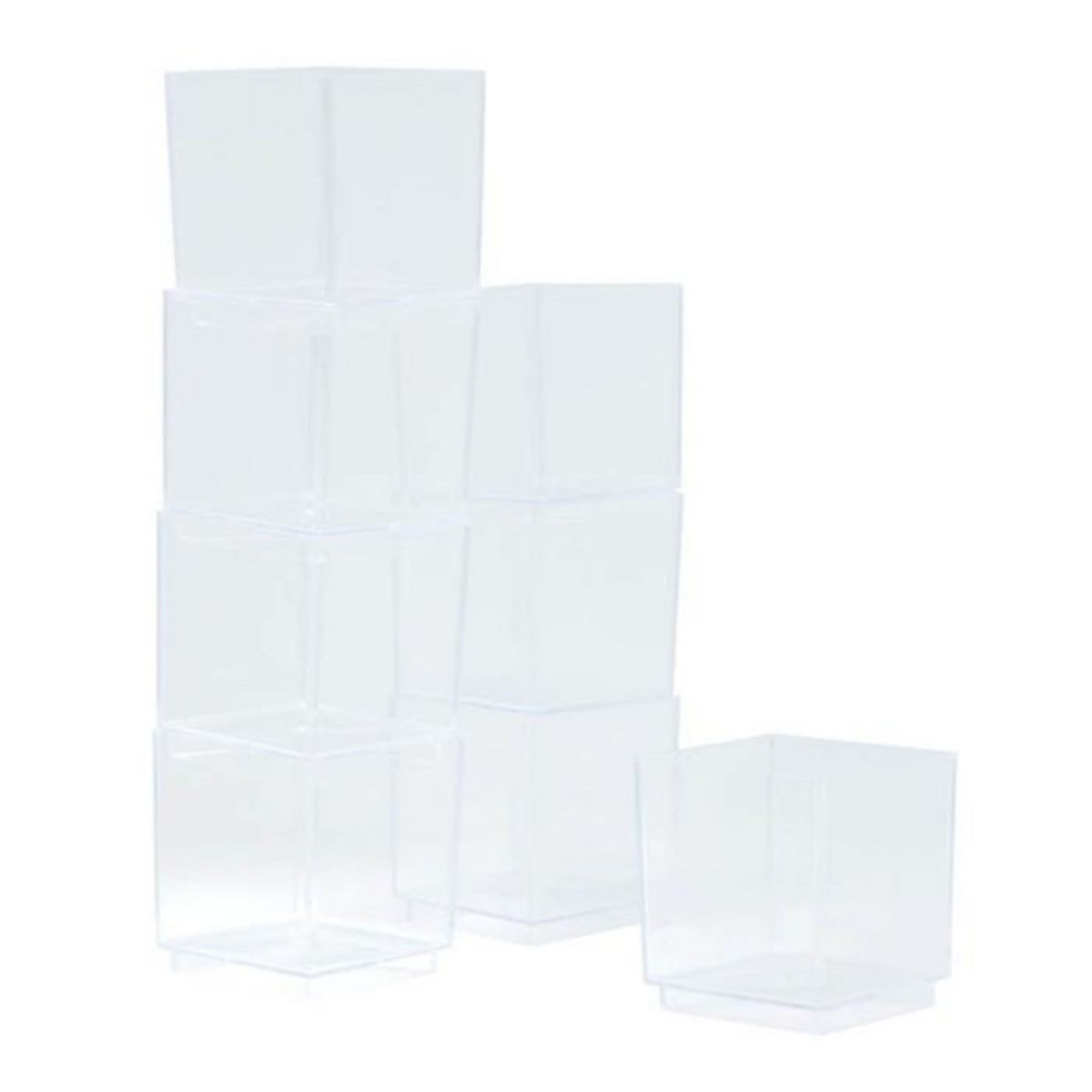 Paris Prix Lot de 8 Verrines en Plastique Réutilisable  Cube  60ml Transparent