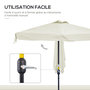 Voir la diapositive 5 : OUTSUNNY Demi parasol - parasol de balcon 5 entretoises métal dim. 2,3L x 1,3l x 2,49H m polyester haute densité crème