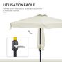 Voir la diapositive 5 : OUTSUNNY Demi parasol - parasol de balcon 5 entretoises métal dim. 2,3L x 1,3l x 2,49H m polyester haute densité crème