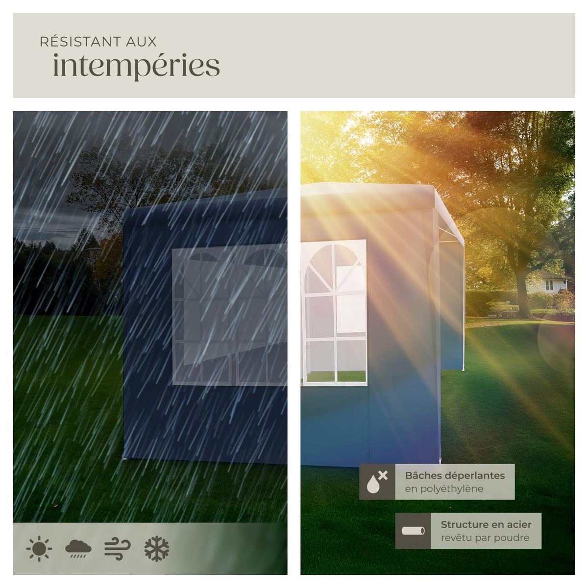 tectake Pavillon 3 x 3 m avec système d'emboîtement bleu