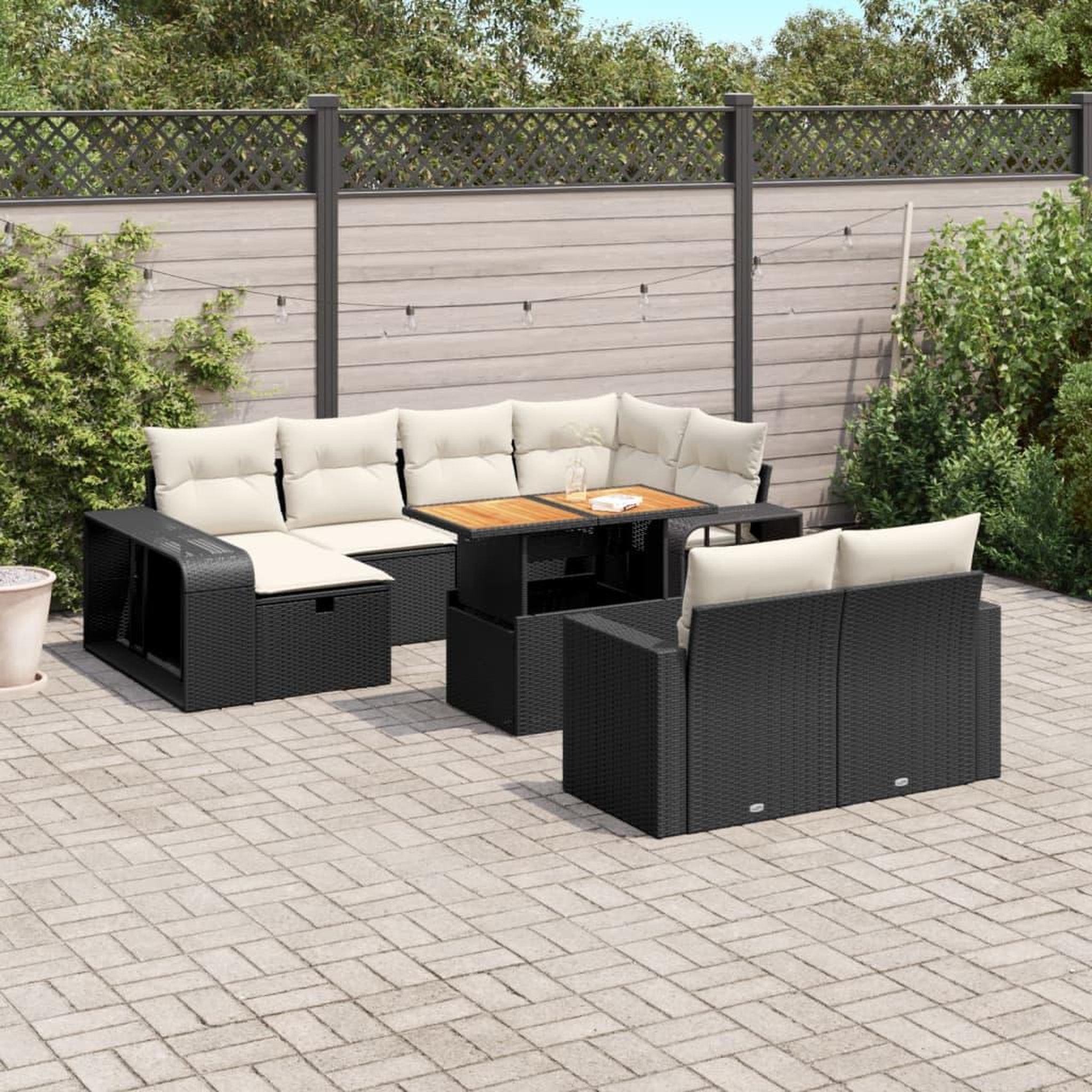 VIDAXL Salon de jardin 11 pcs avec coussins noir resine tressee