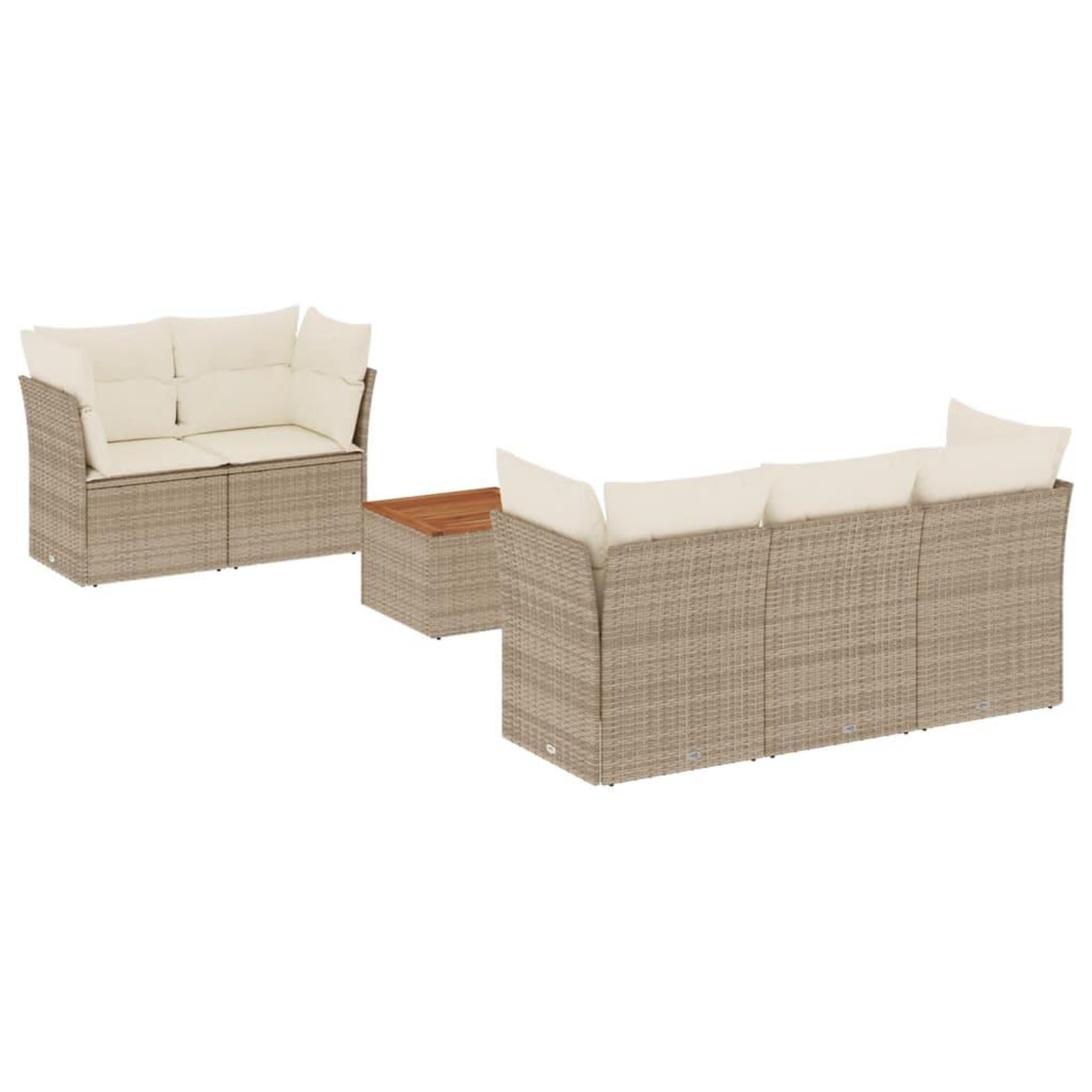 Voir la diapositive 2 : VIDAXL Salon de jardin avec coussins 6 pcs beige resine tressee