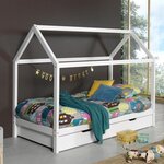 Paris Prix Lit Enfant Cabane & Tiroir  Dallas  90x200cm Blanc