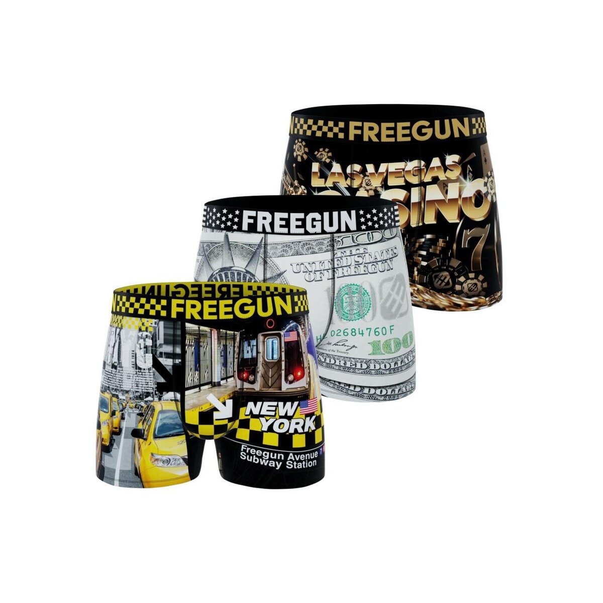 FREEGUN Lot de 3 boxers enfant American Vibes