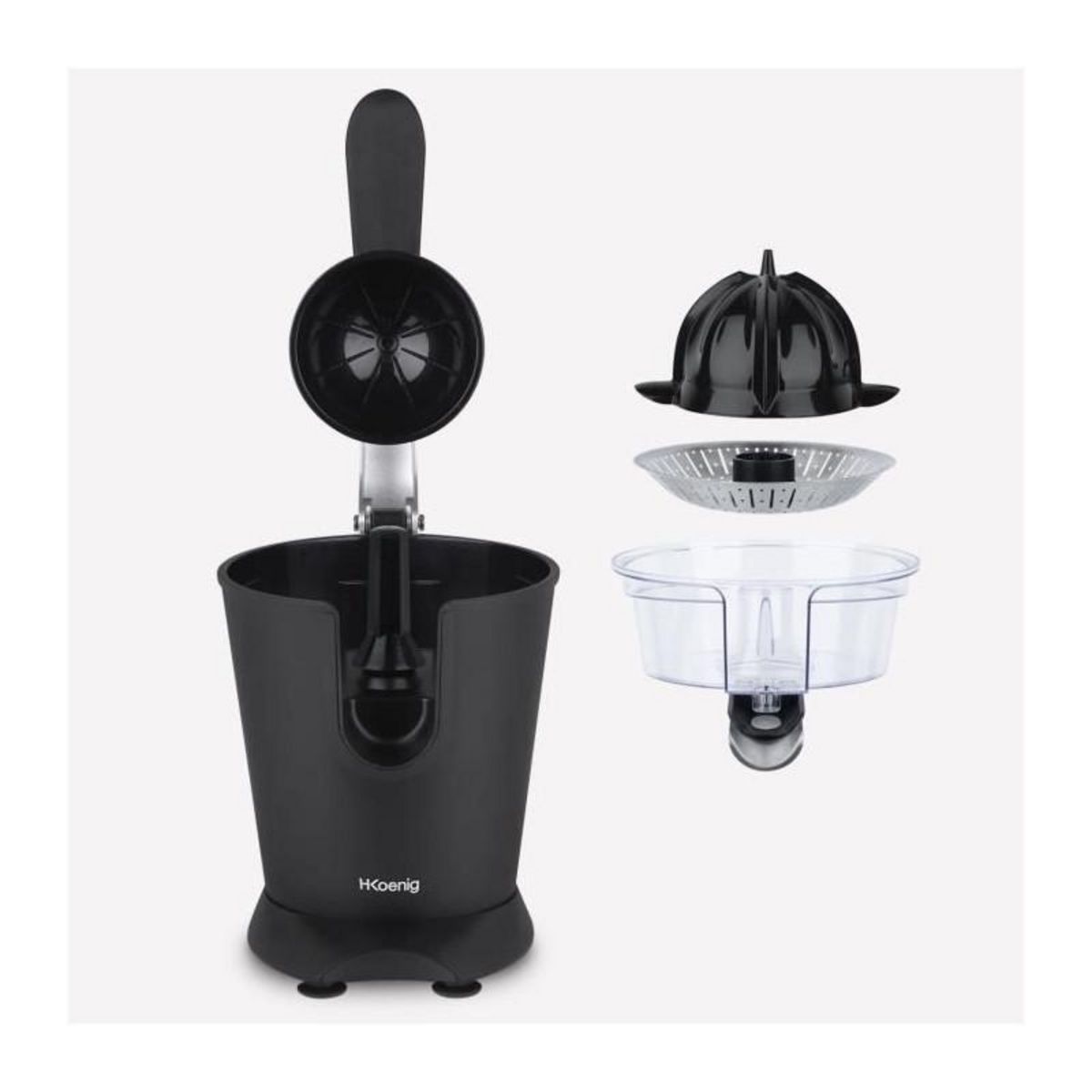 HKOENIG Presse agrumes - HKoeNIG - AGR82 - Electrique - 160 W - Appareil silencieux - Noir mat et acier inoxydable