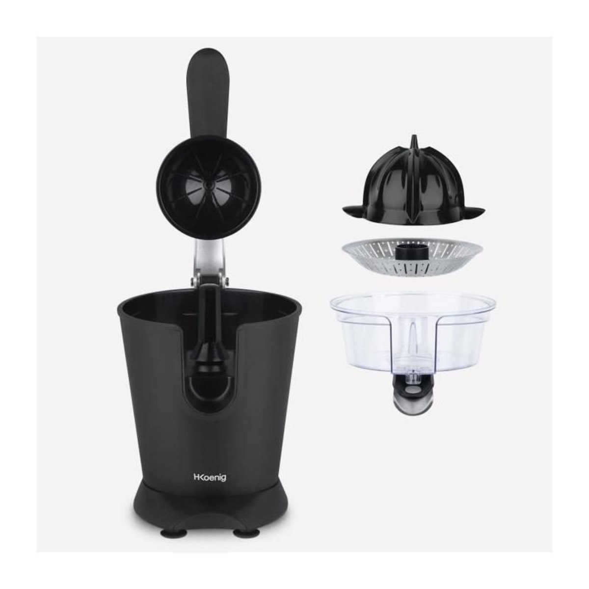 HKOENIG Presse agrumes - HKoeNIG - AGR82 - Electrique - 160 W - Appareil silencieux - Noir mat et acier inoxydable