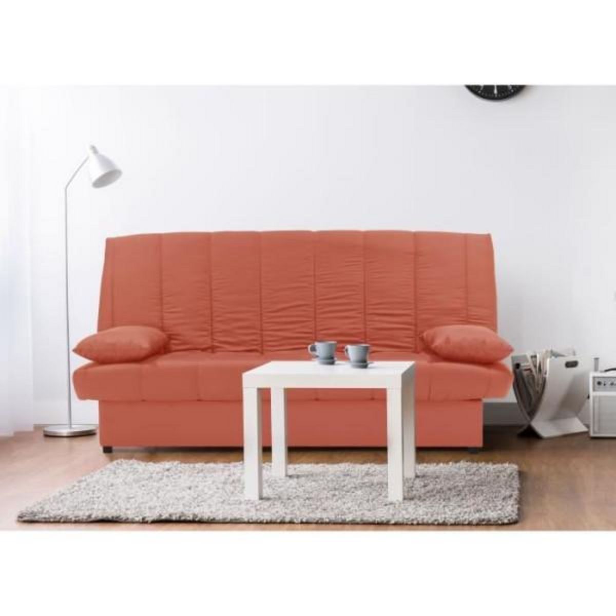 MARKET24 Banquette clic clac 3 places - Tissu 100% coton Terracotta - Style Contemporain - L 190 x P92 cm - MILA