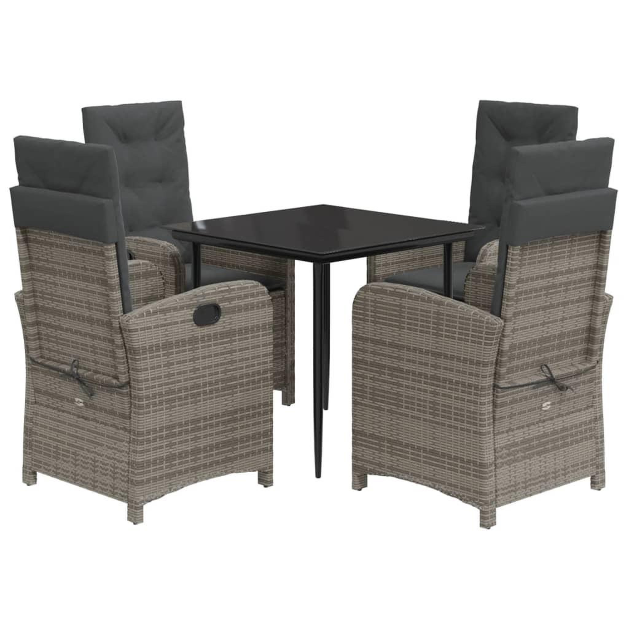 Voir la diapositive 2 : VIDAXL Ensemble a manger de jardin 5 pcs coussins gris resine tressee