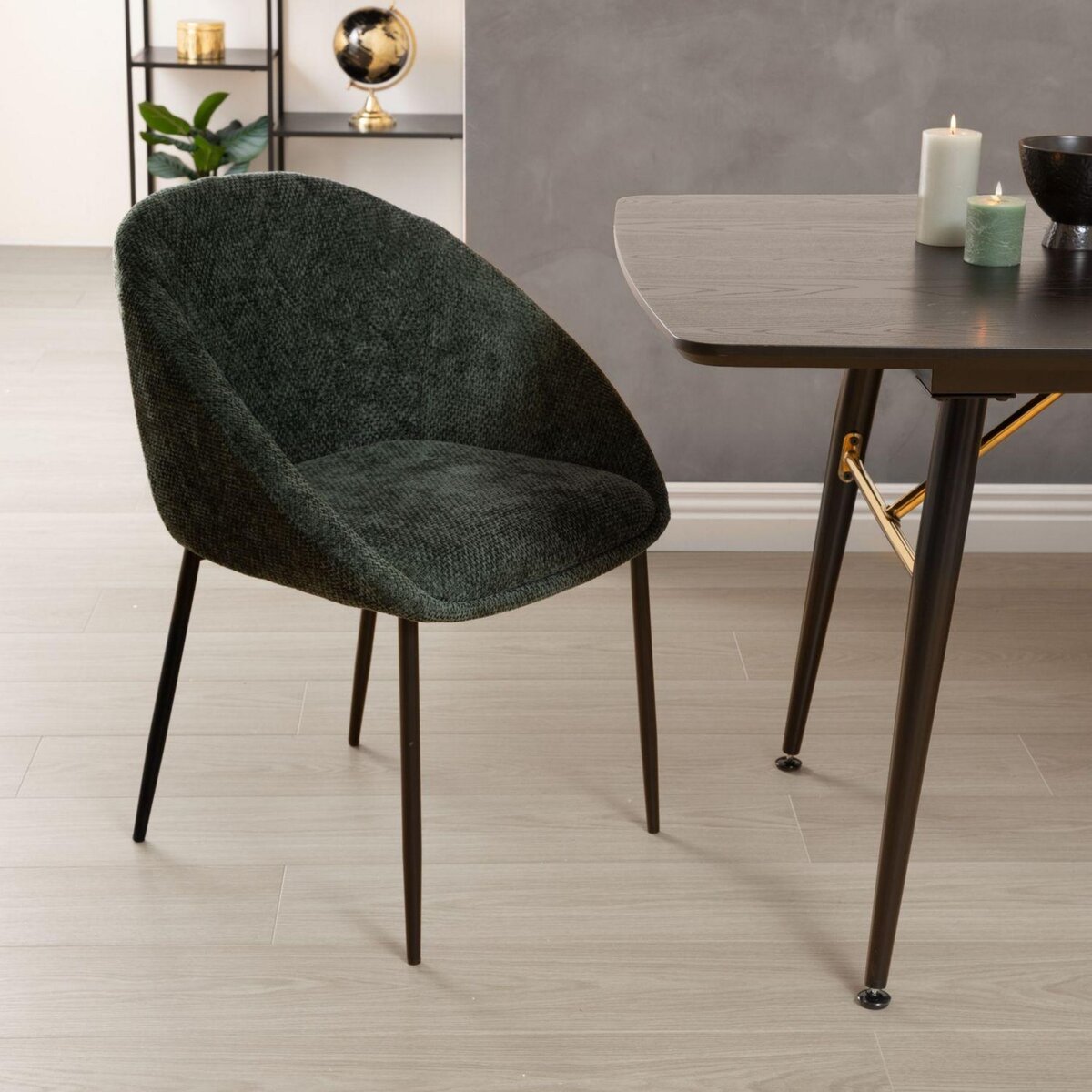 TOILINUX Lot de 2 chaises en tissu chenille SELISO