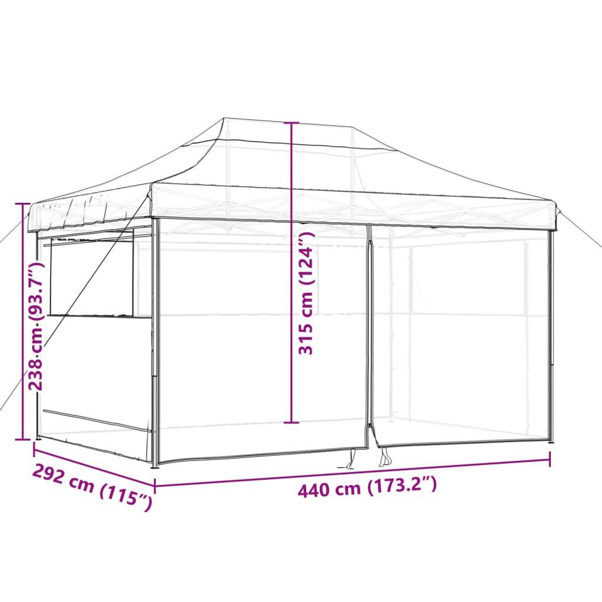 Voir la diapositive 6 : VIDAXL Tente de reception pliable escamotable avec 4 parois laterales