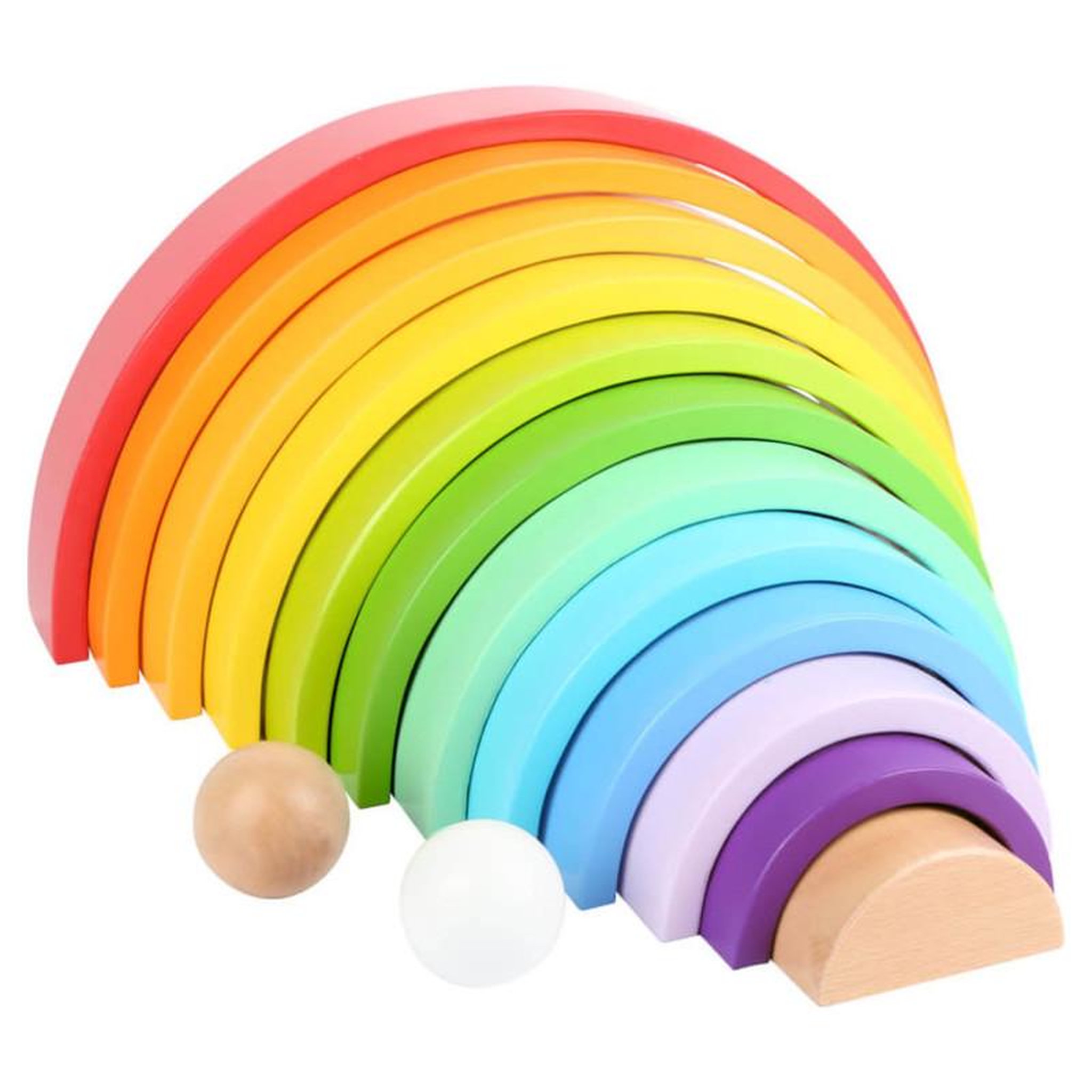 SMALL FOOT Small Foot - Wooden Building Blocks Rainbow XL, 14 pcs. 11412