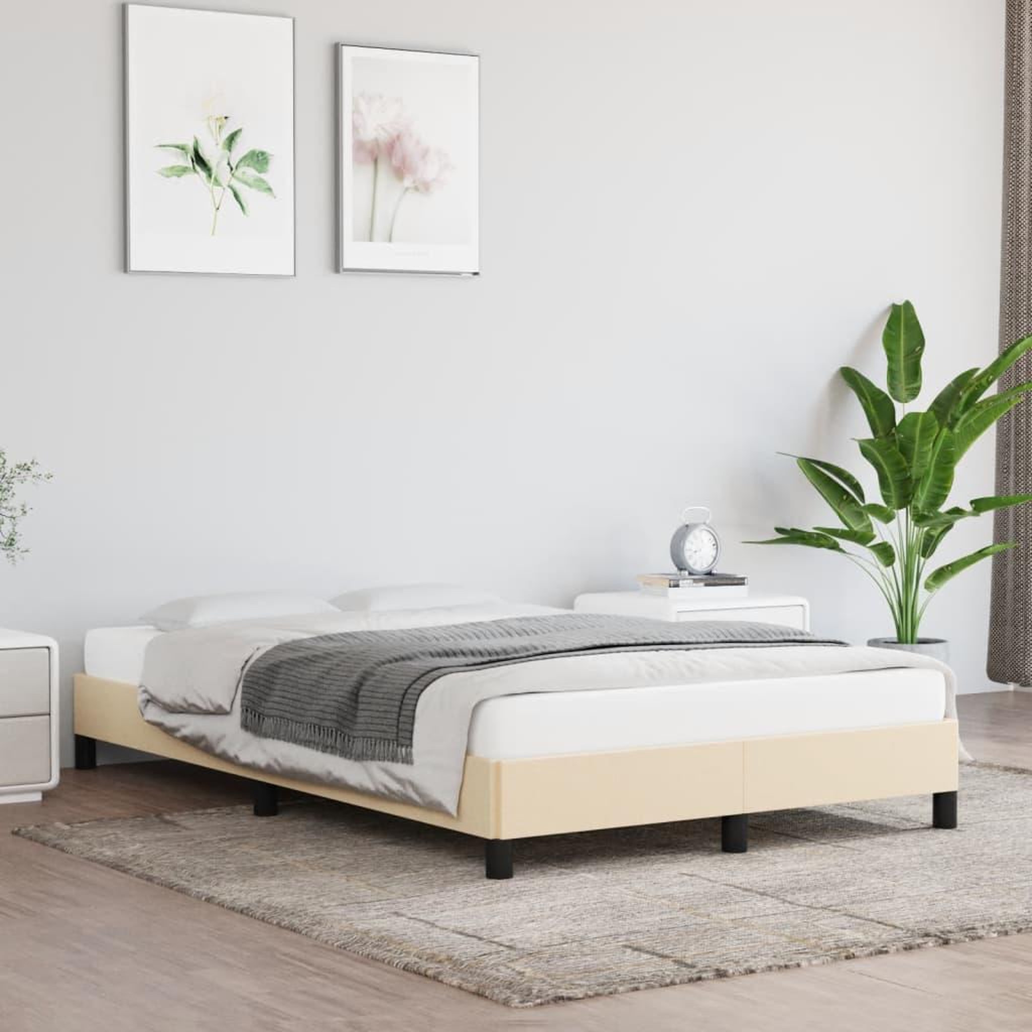 VIDAXL Cadre de lit sans matelas creme 120x190 cm tissu