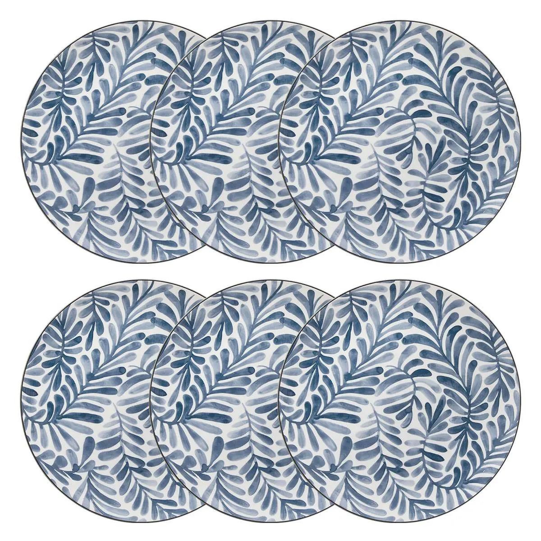 SECRET DE GOURMET Lot de 6 assiettes plates  umami feuille  26cm bleu