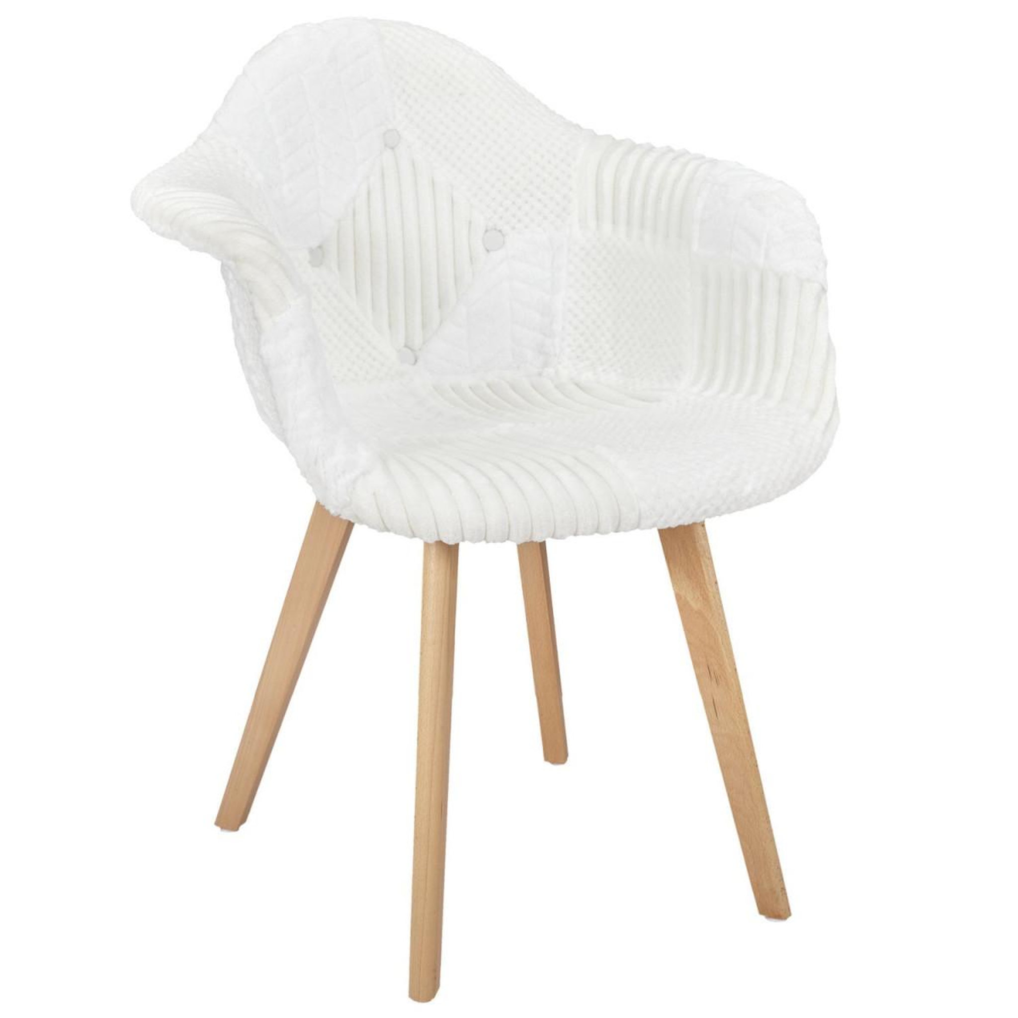 Voir la diapositive 2 : The Home Deco Factory Lot de 2 chaises scandinaves design  patchwork  85cm blanc