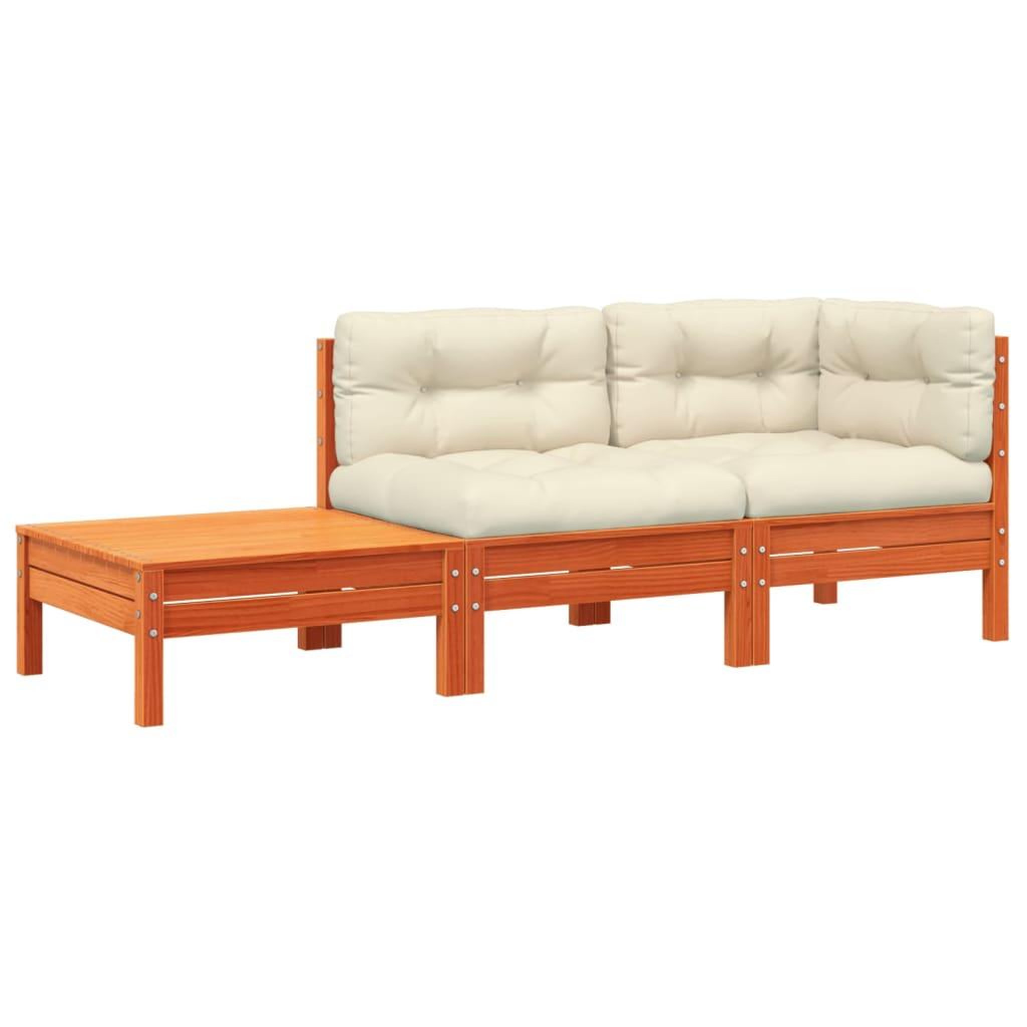 Voir la diapositive 2 : VIDAXL Canape de jardin avec coussins et repose-pied bois pin massif