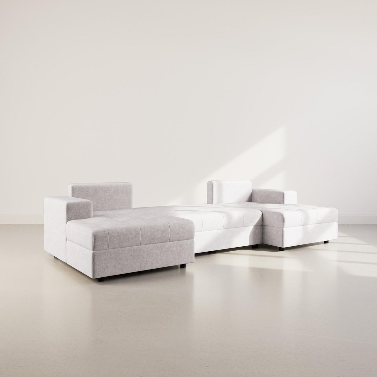 BEST MOBILIER Bastian - canapé panoramique en u 7 places convertible avec coffre en velours texturé