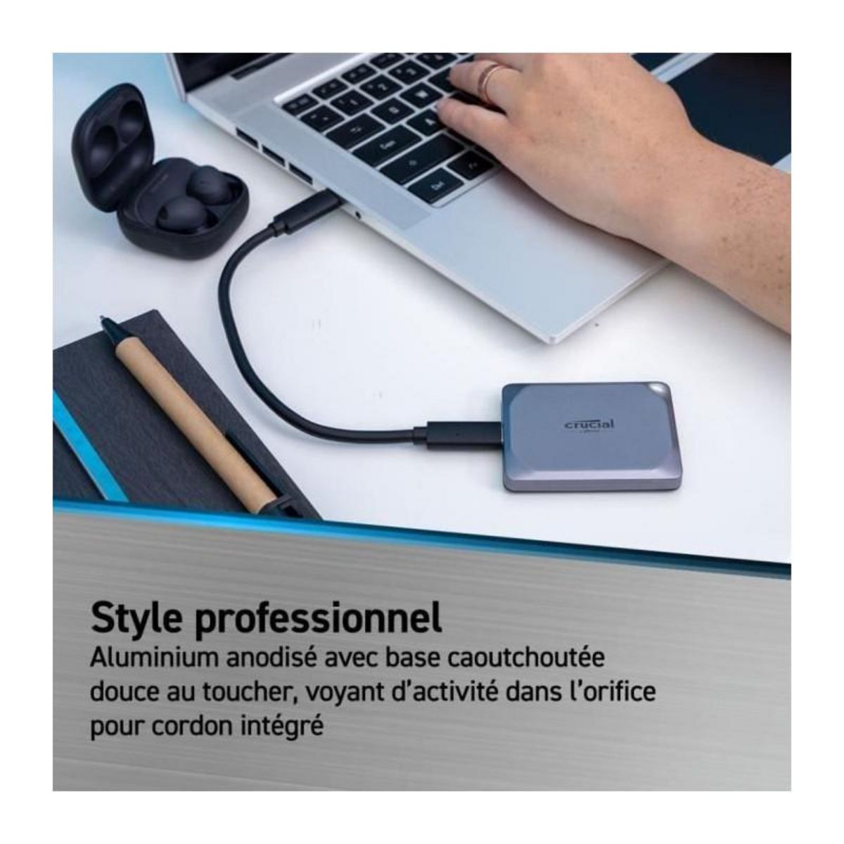Crucial Disque dur SSD Externe - CRUCIAL - X9 Pro - 1 To - USB 3.0 - Noir