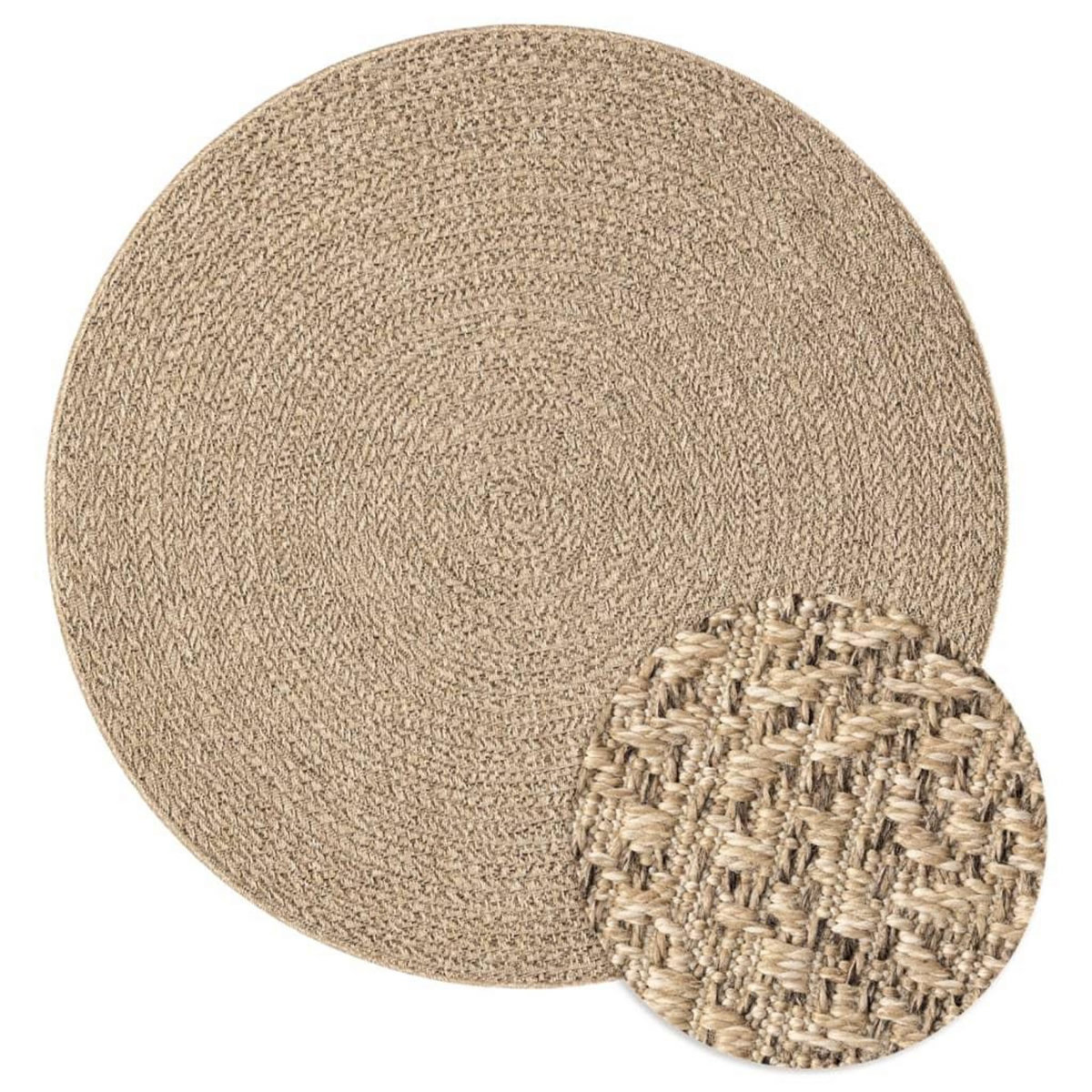 VIDAXL Tapis ZIZUR Ø 200 cm aspect de jute interieur et exterieur