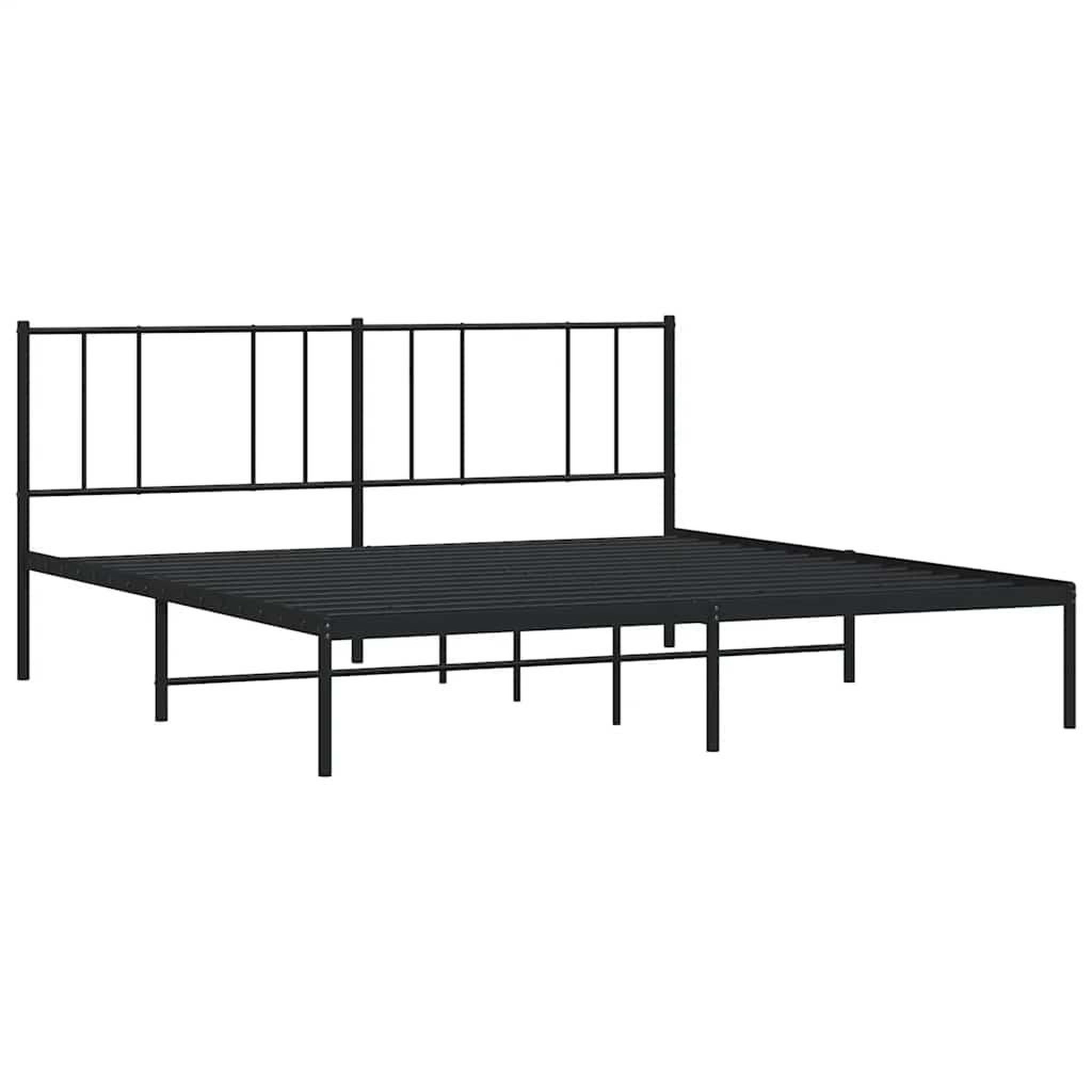 Voir la diapositive 4 : VIDAXL Cadre de lit metal sans matelas avec tete de lit noir 193x203cm