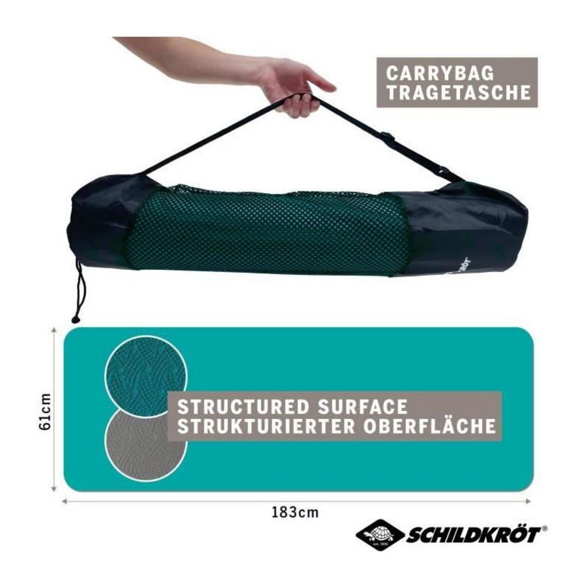 SCHILDKROT Tapis de Yoga SCHILDKRÖT - Bicolore Anthracite/Bleu Pétrole - 180 x 61 cm - 4 mm d'épaisseur