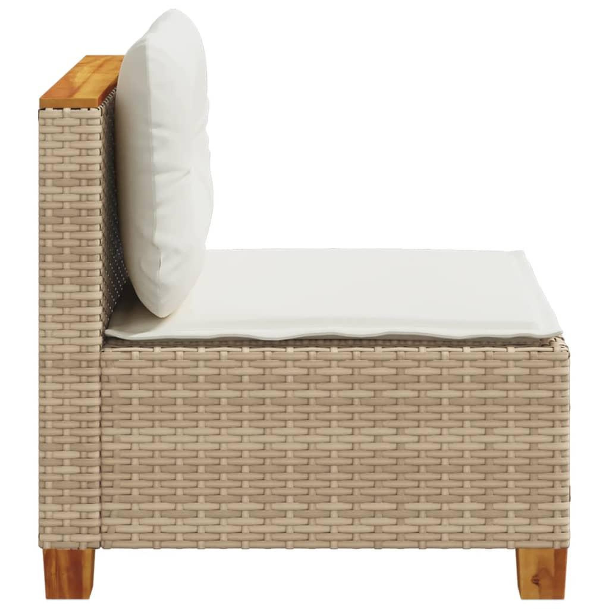 Voir la diapositive 5 : VIDAXL Canape de jardin sans accoudoirs coussins beige resine tressee