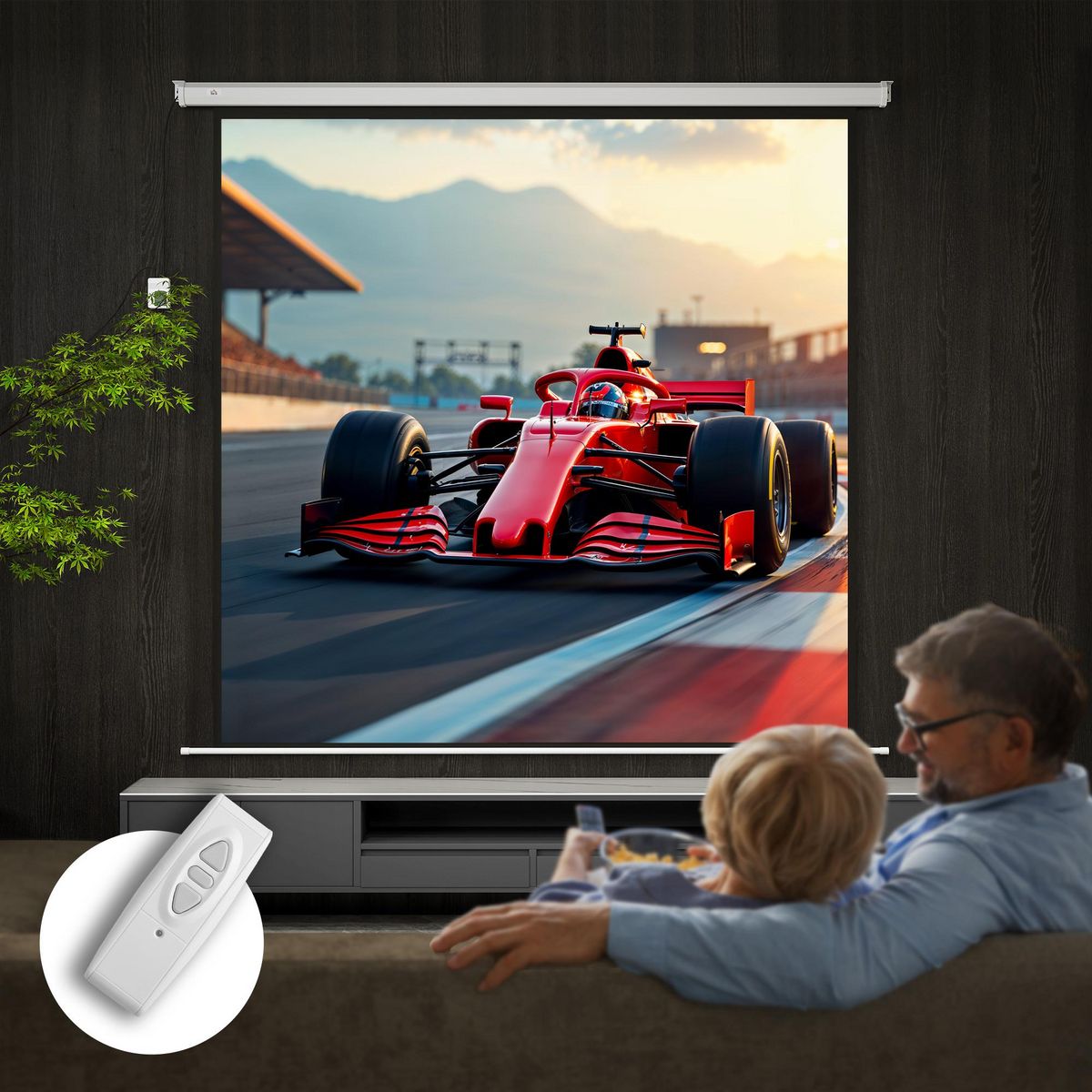 HOMCOM Écran de projection motorisé home-cinéma format 1:1 120 pouces 4K HD avec télécommande blanc noir