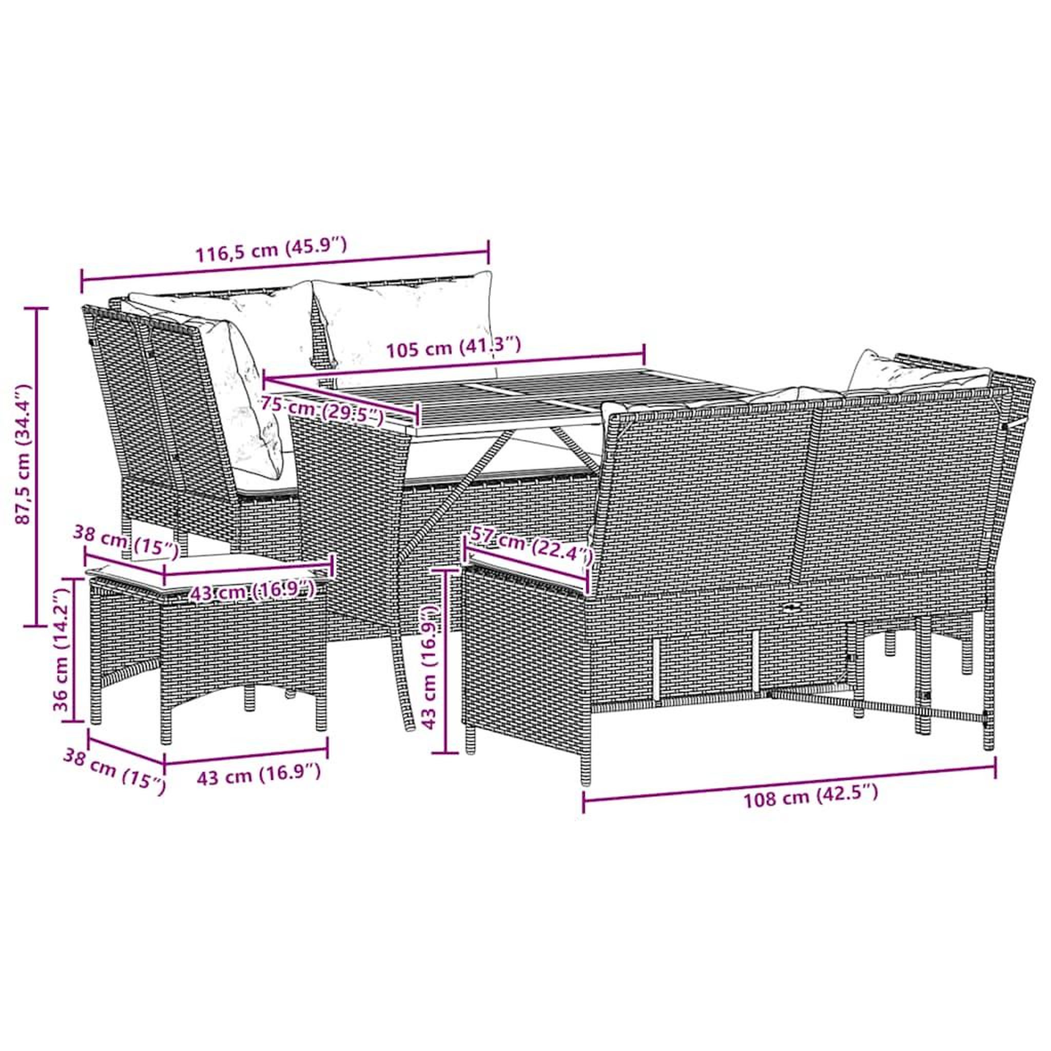 Voir la diapositive 6 : VIDAXL Salon de jardin 5 pcs avec coussins noir resine tressee
