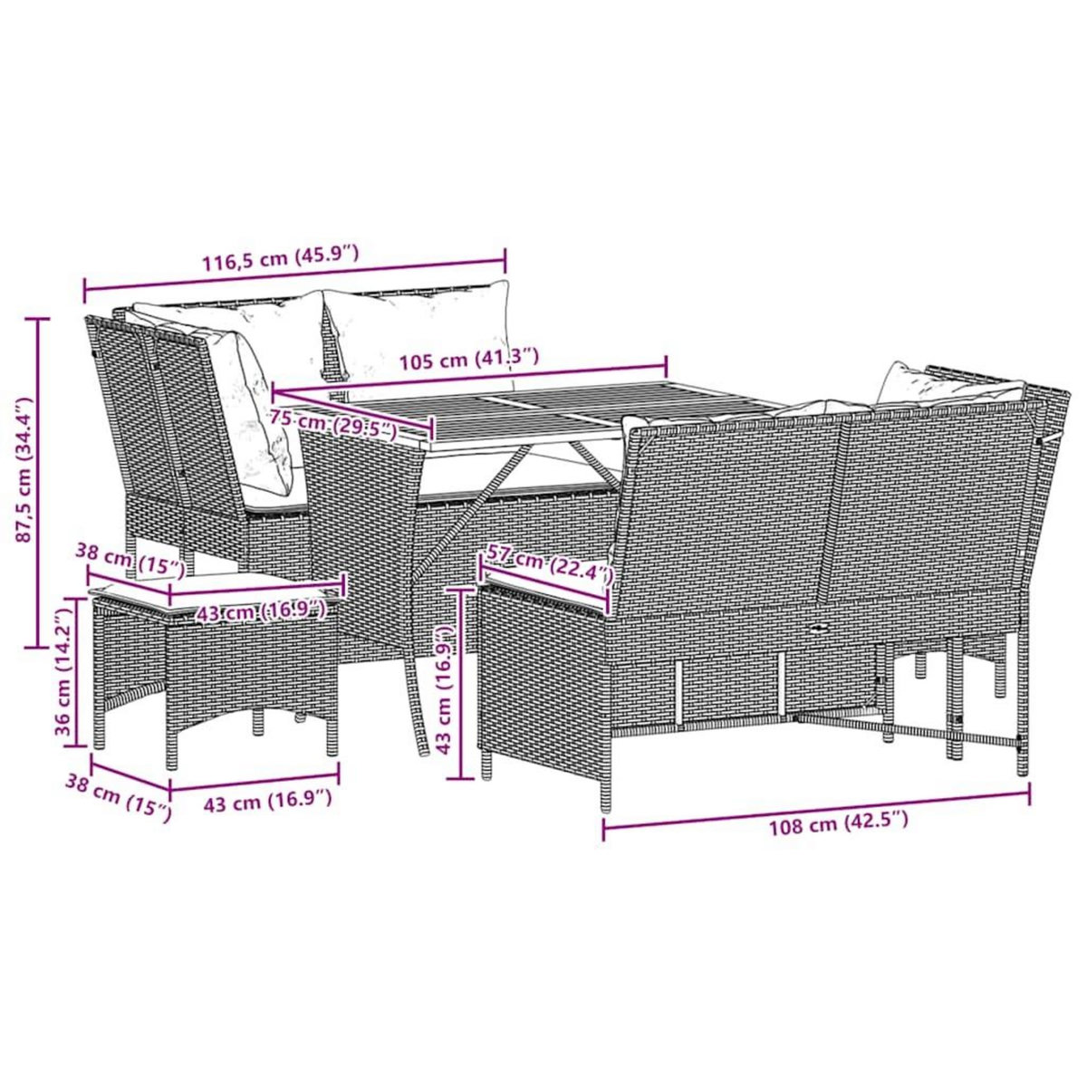 VIDAXL Salon de jardin 5 pcs avec coussins noir resine tressee