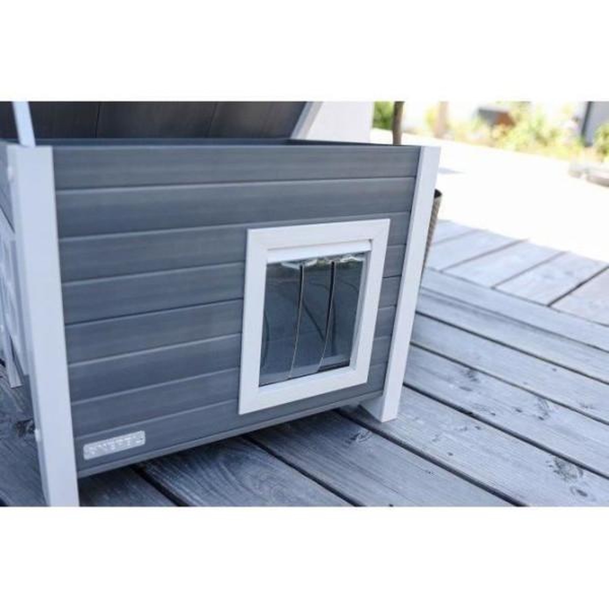 Voir la diapositive 6 : KERBL Maison pour chat - KERBL - ECO Eli - Gris / Blanc - 57 x 45 x 43 cm