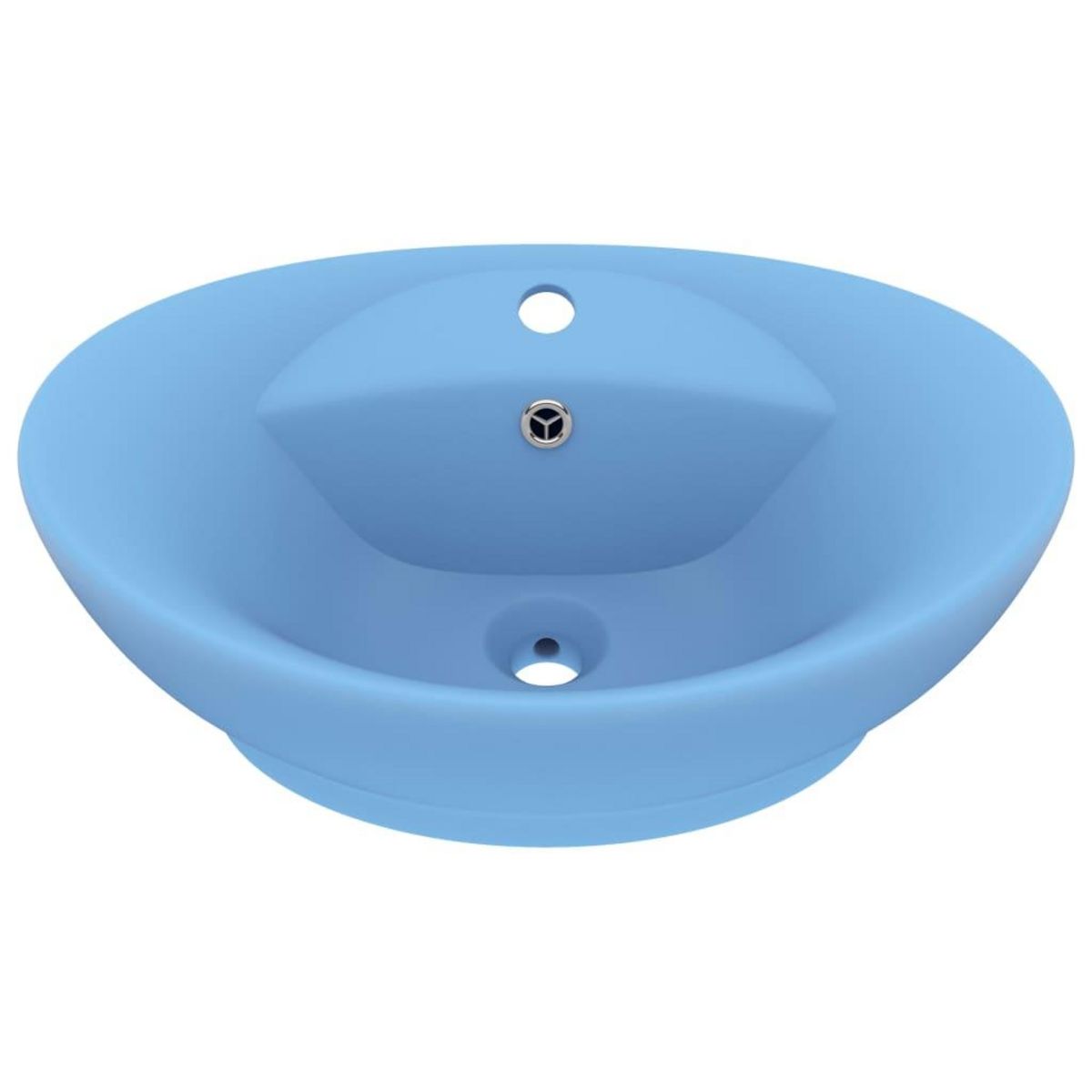 VIDAXL Lavabo ovale a trop-plein Bleu clair mat 58,5x39 cm Ceramique