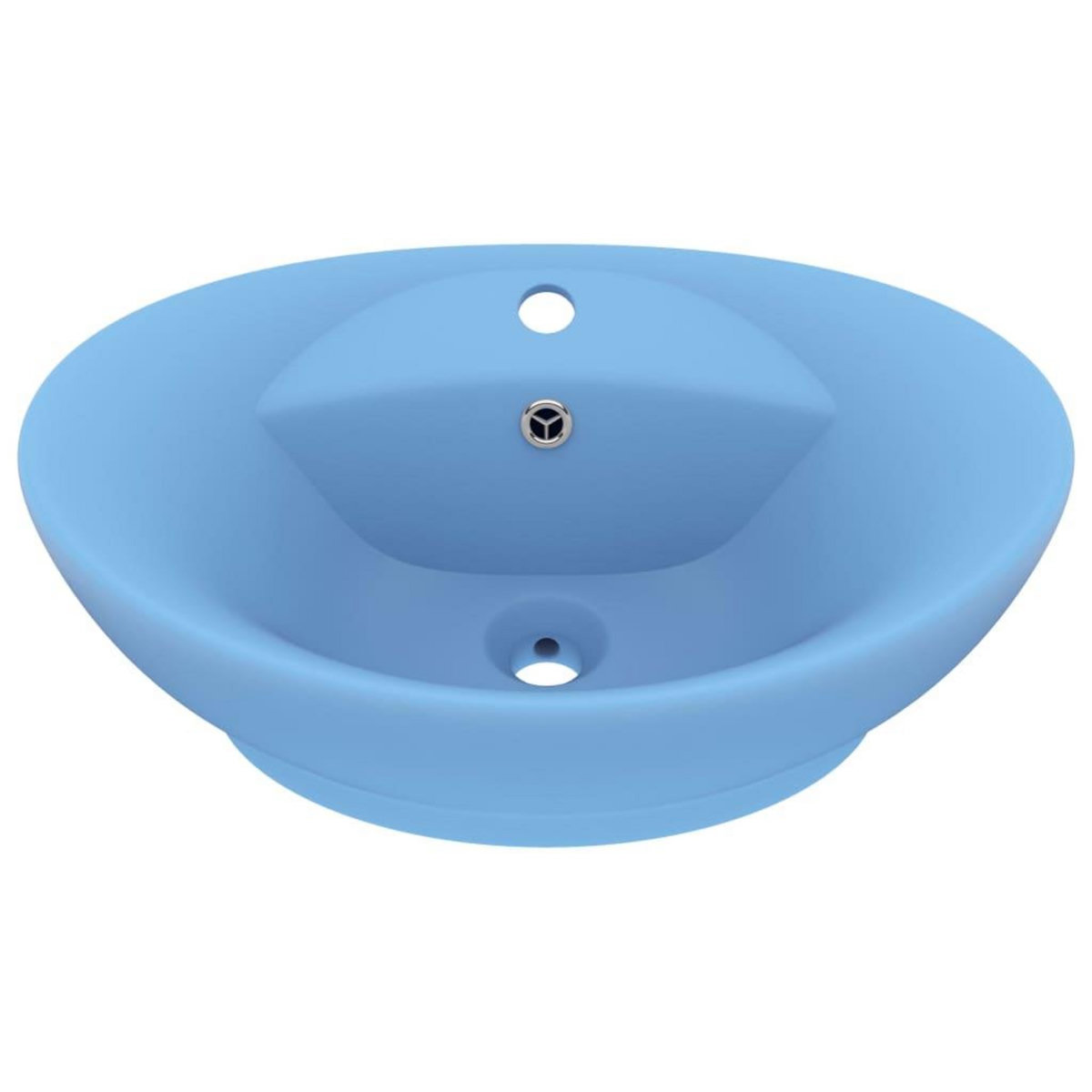 VIDAXL Lavabo ovale a trop-plein Bleu clair mat 58,5x39 cm Ceramique